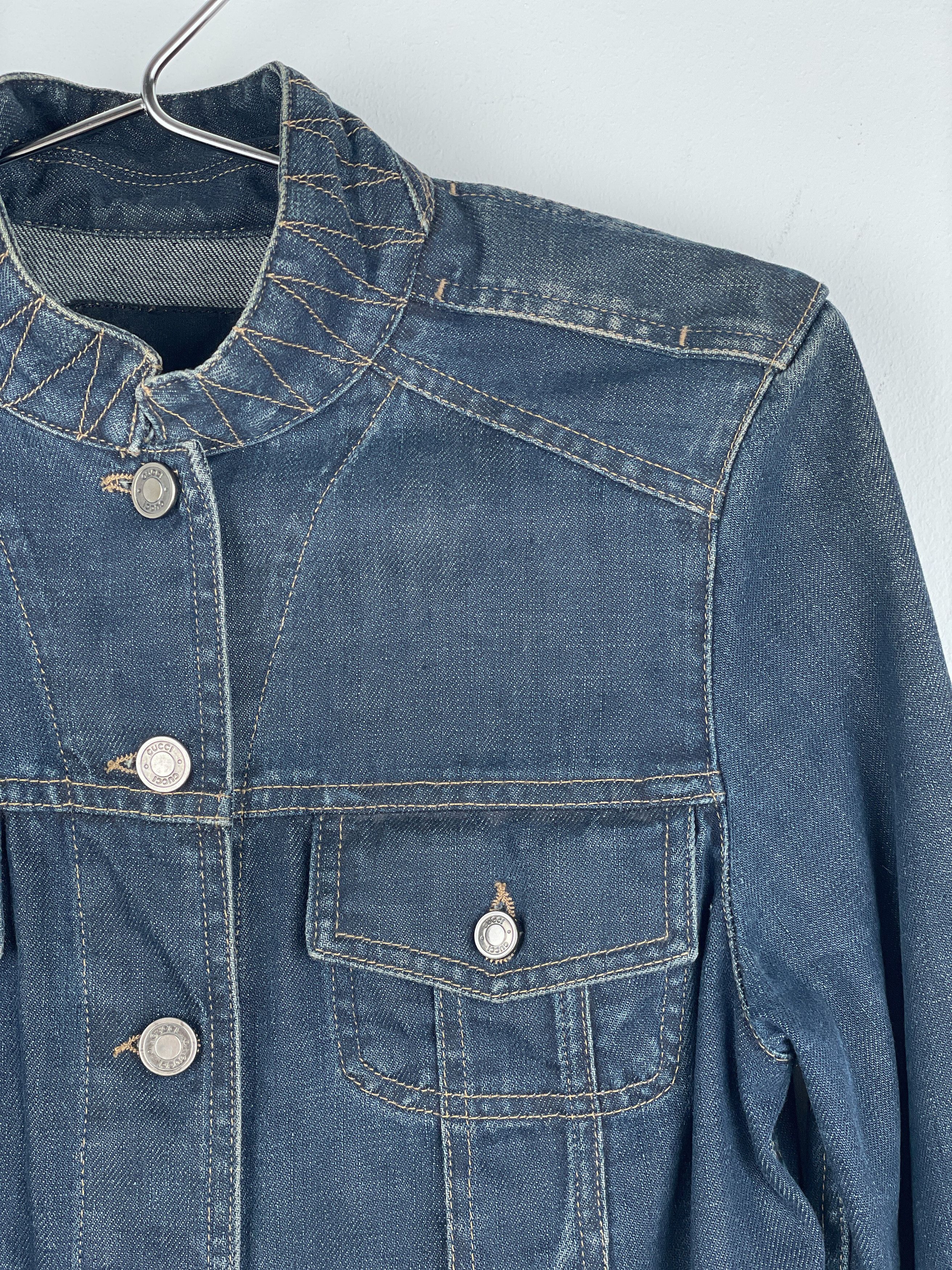 Gucci by Tom Ford SS02 Epaulettes Dark Denim Trucker Jacket Size M / US 6-8 / IT 42-44 - 5 Thumbnail