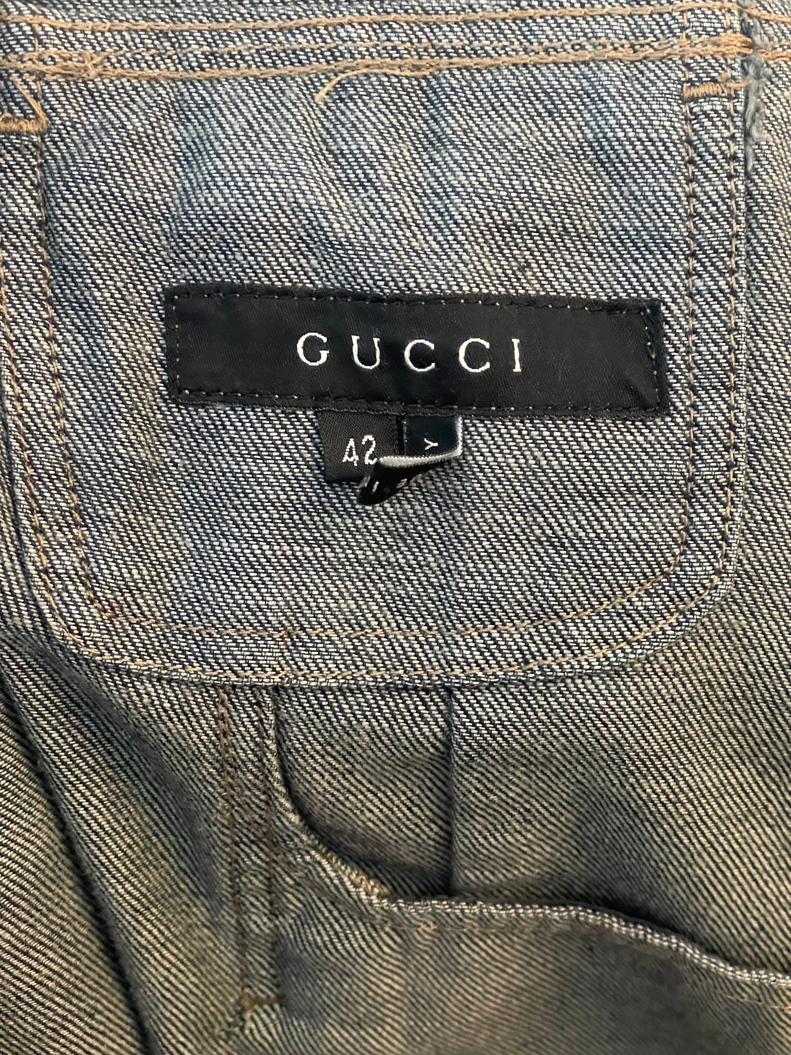 Gucci by Tom Ford SS02 Epaulettes Dark Denim Trucker Jacket Size M / US 6-8 / IT 42-44 - 19 Thumbnail