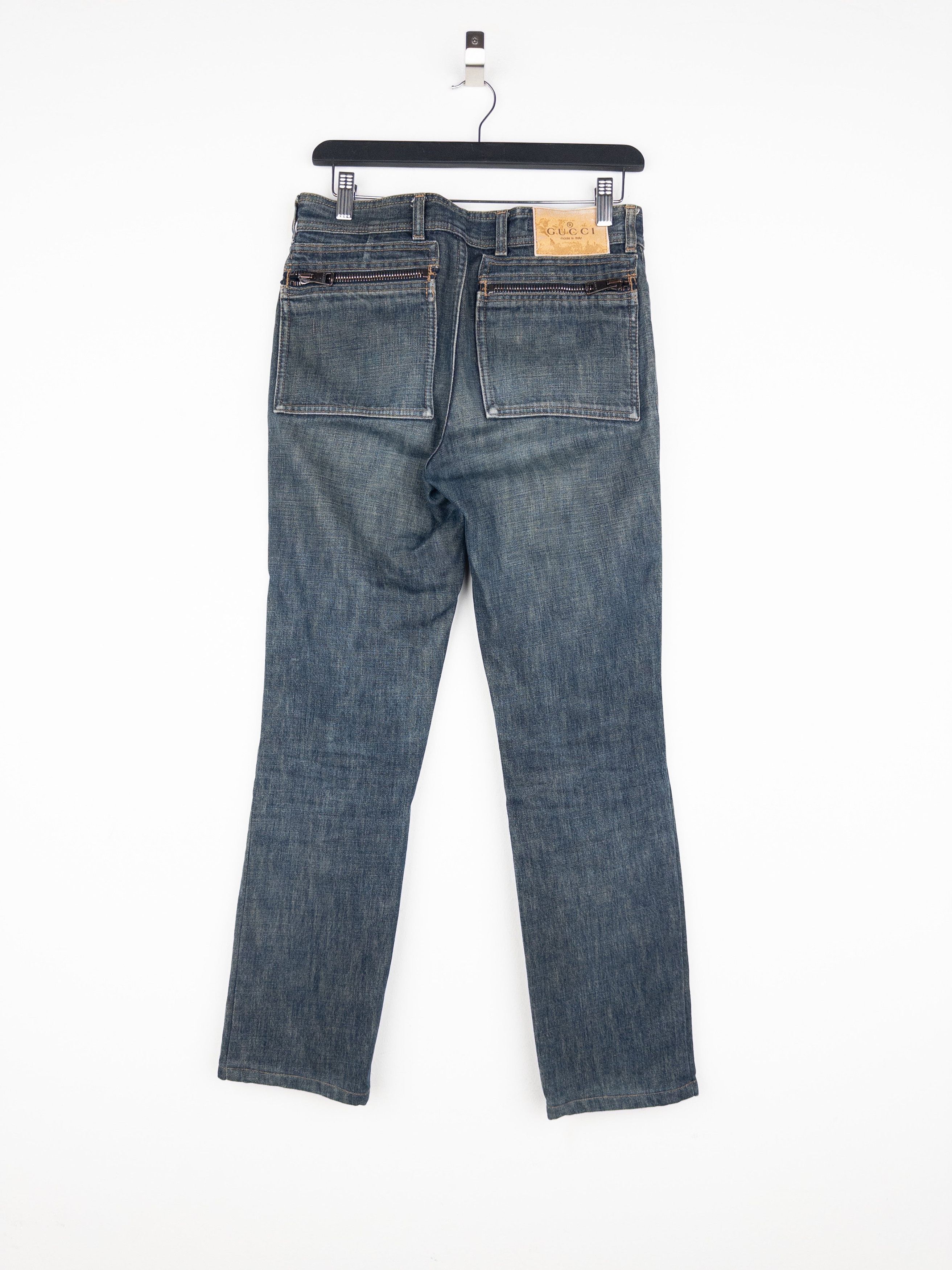 Gucci by Tom Ford SS02 Flared Sanded Bootcut Denim Jeans Size 28" / US 6 / IT 42 - 2 Thumbnail