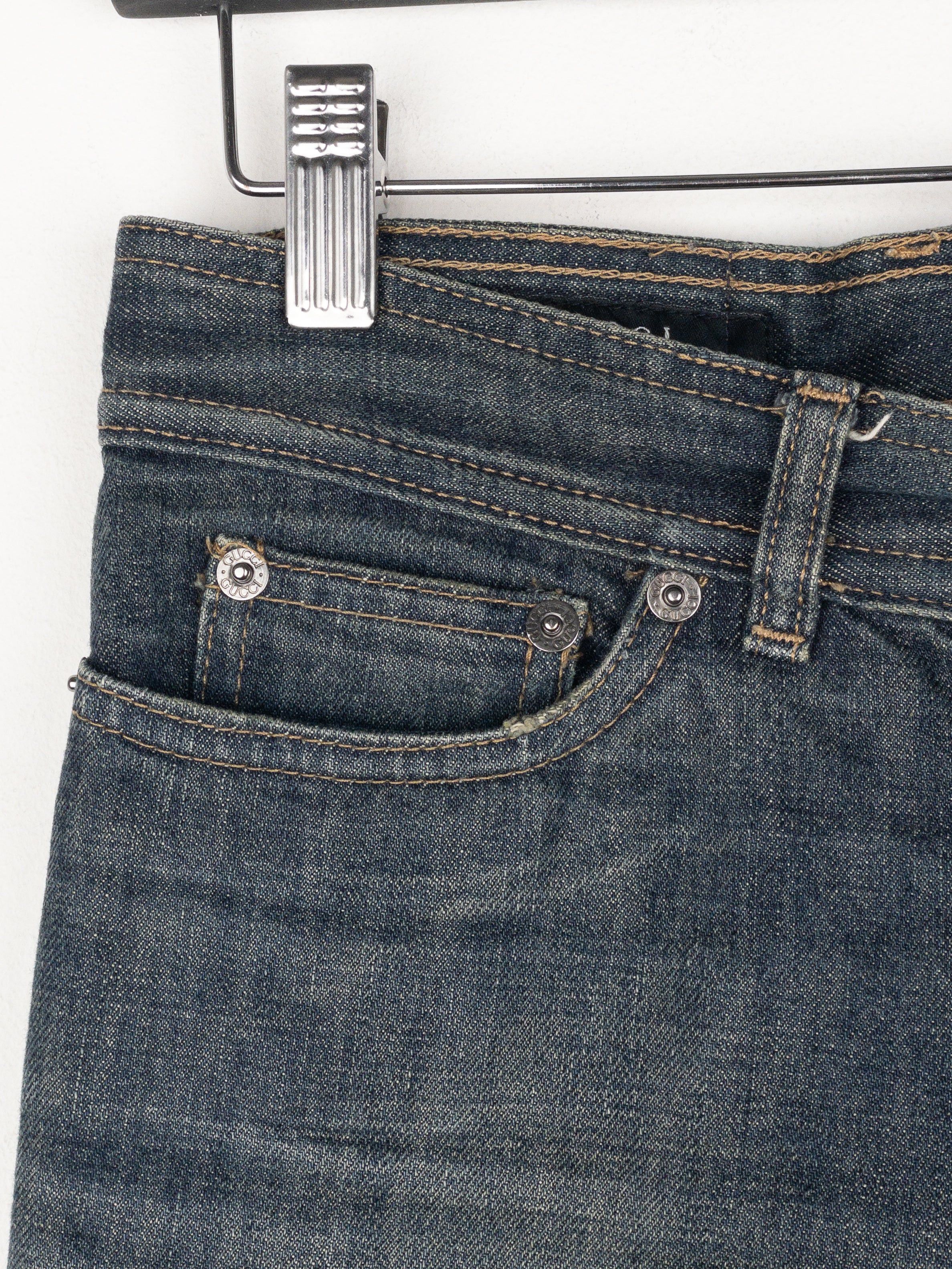 Gucci by Tom Ford SS02 Flared Sanded Bootcut Denim Jeans Size 28" / US 6 / IT 42 - 3 Thumbnail