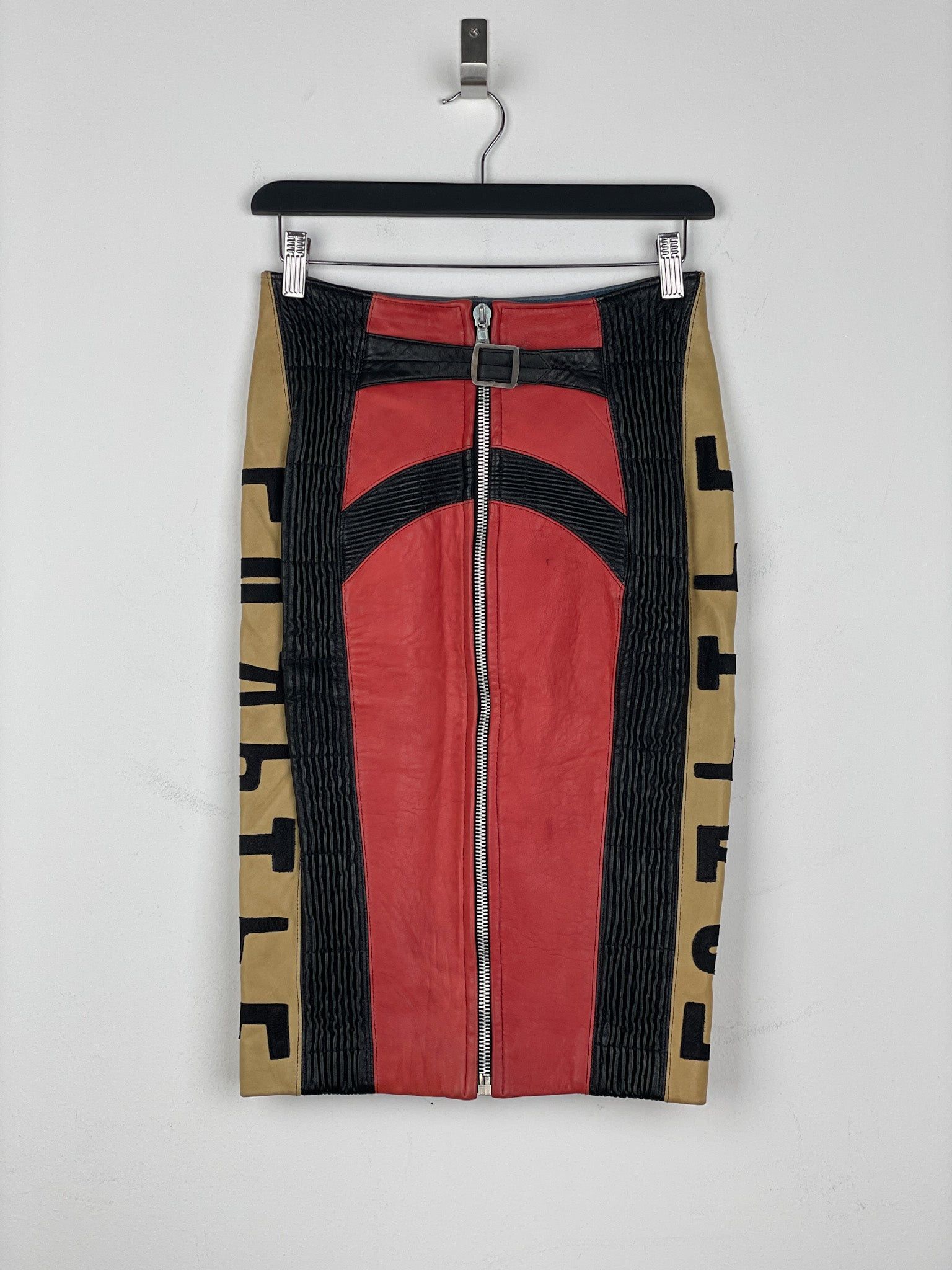 Jean Paul Gaultier AW86 'Russian Constructivist' Leather Biker Pencil Skirt Size 30" / US 8 / IT 44 - 2 Thumbnail