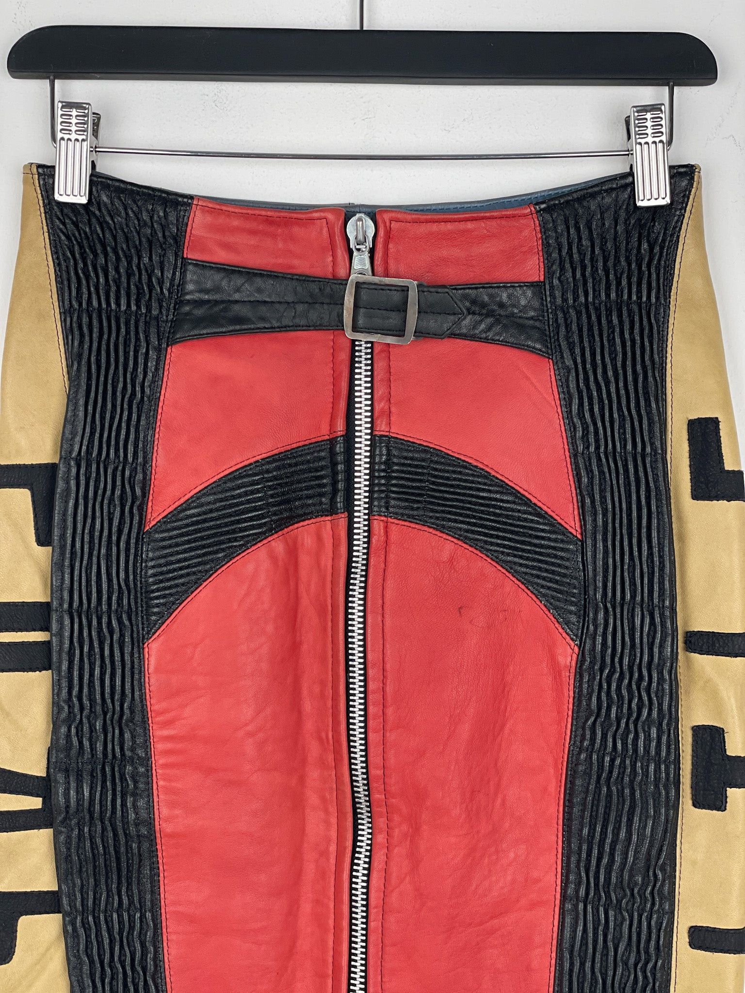 Jean Paul Gaultier AW86 'Russian Constructivist' Leather Biker Pencil Skirt Size 30" / US 8 / IT 44 - 7 Thumbnail