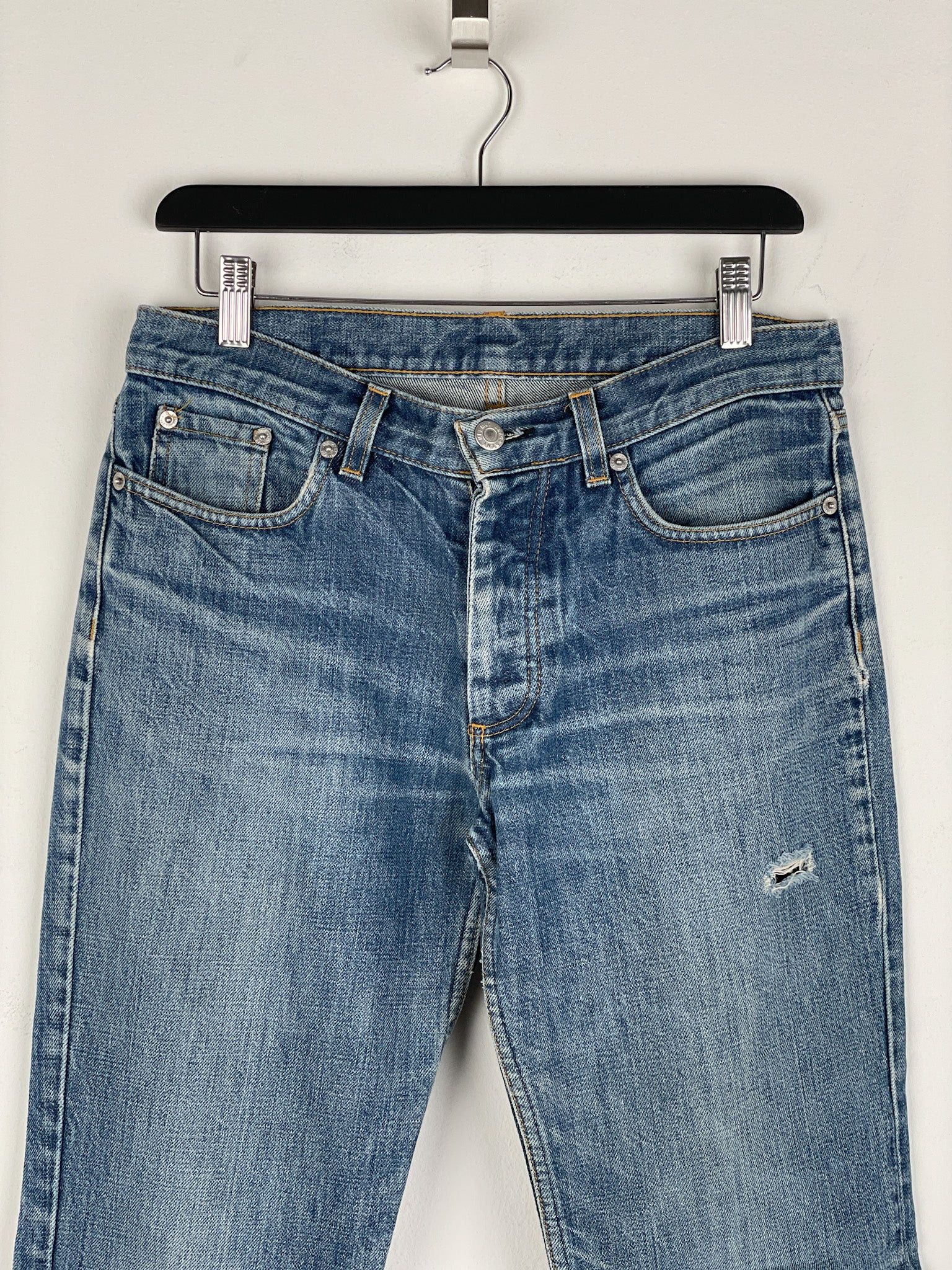 Helmut Lang 1990s Washed Distressed Denim Jeans Size 42" / US 20 - 3 Thumbnail