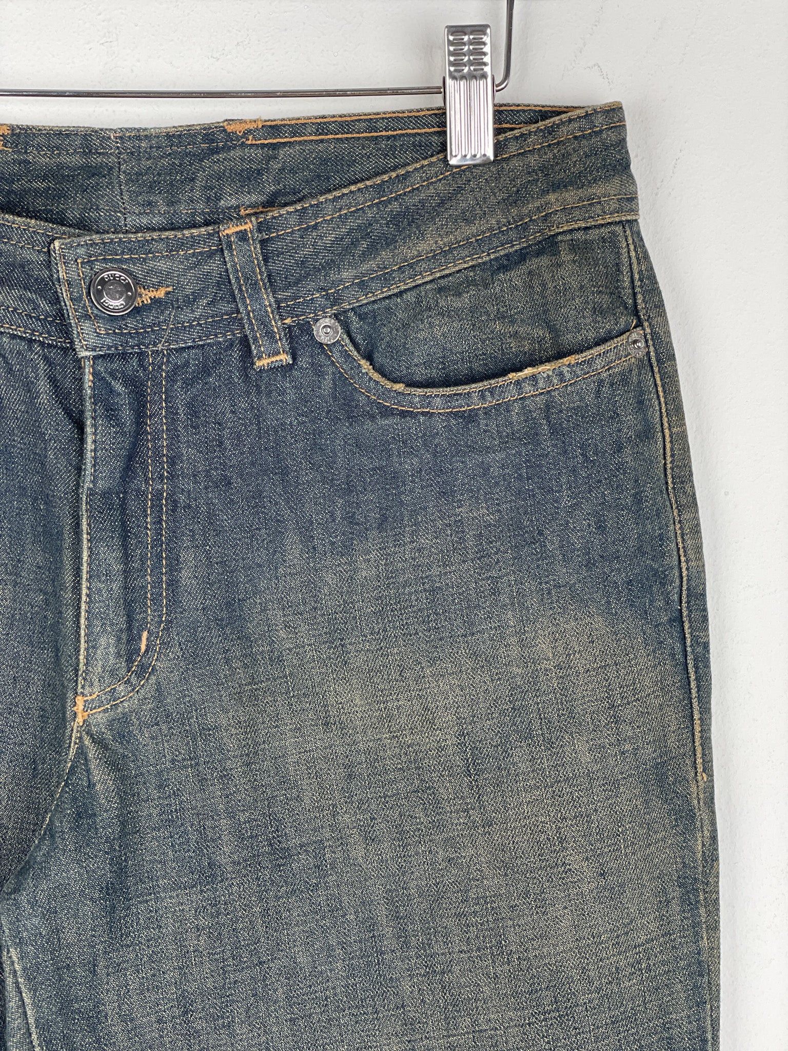 Gucci by Tom Ford SS02 Flared Sanded Bootcut Denim Jeans Size 32" / US 10 / IT 46 - 5 Thumbnail