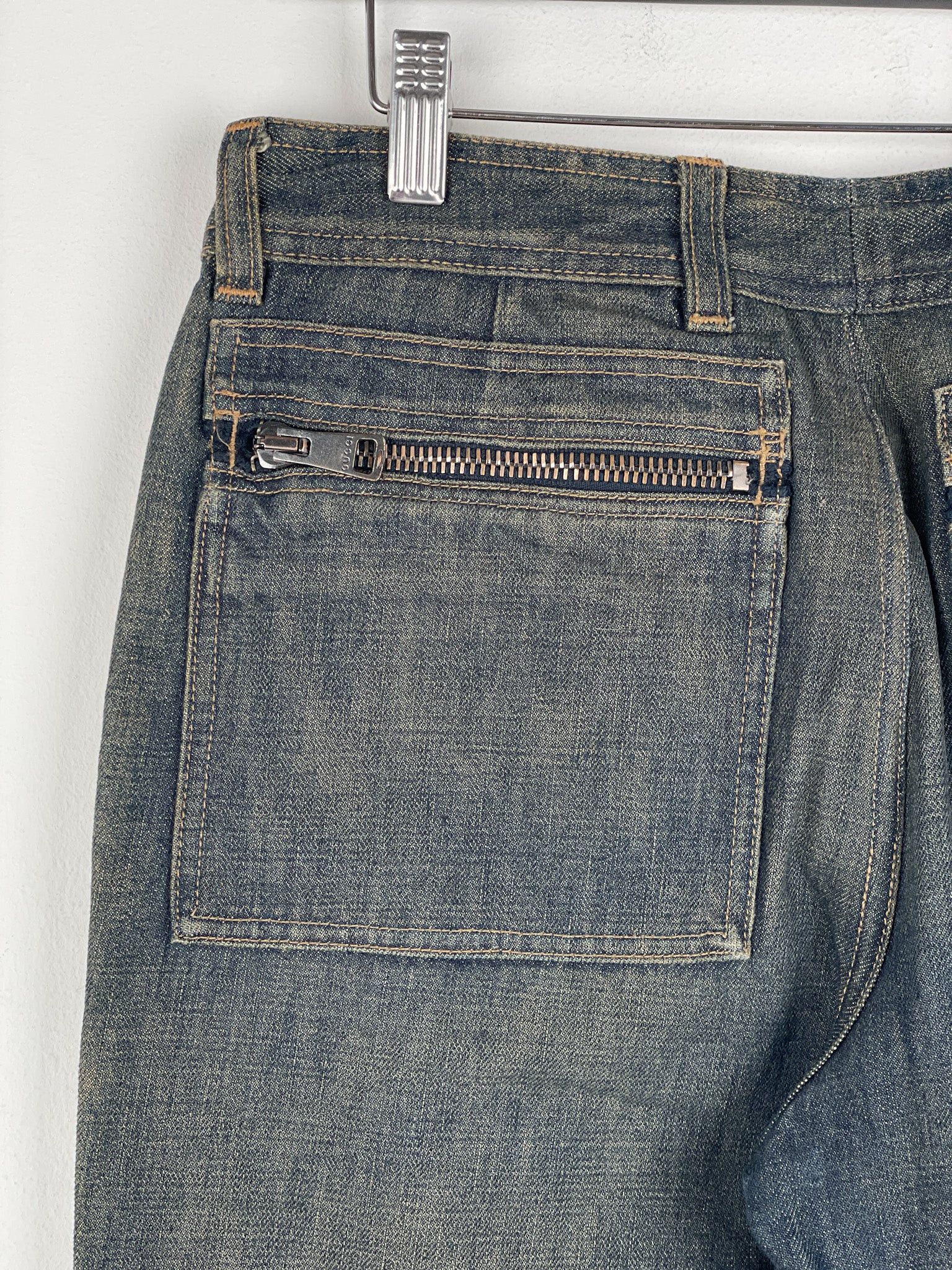 Gucci by Tom Ford SS02 Flared Sanded Bootcut Denim Jeans Size 32" / US 10 / IT 46 - 10 Thumbnail