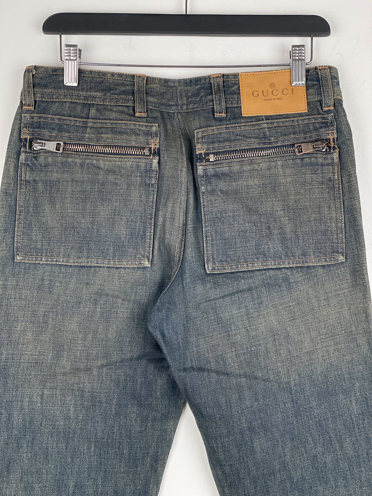 Gucci by Tom Ford SS02 Flared Sanded Bootcut Denim Jeans Size 32" / US 10 / IT 46 - 9 Thumbnail