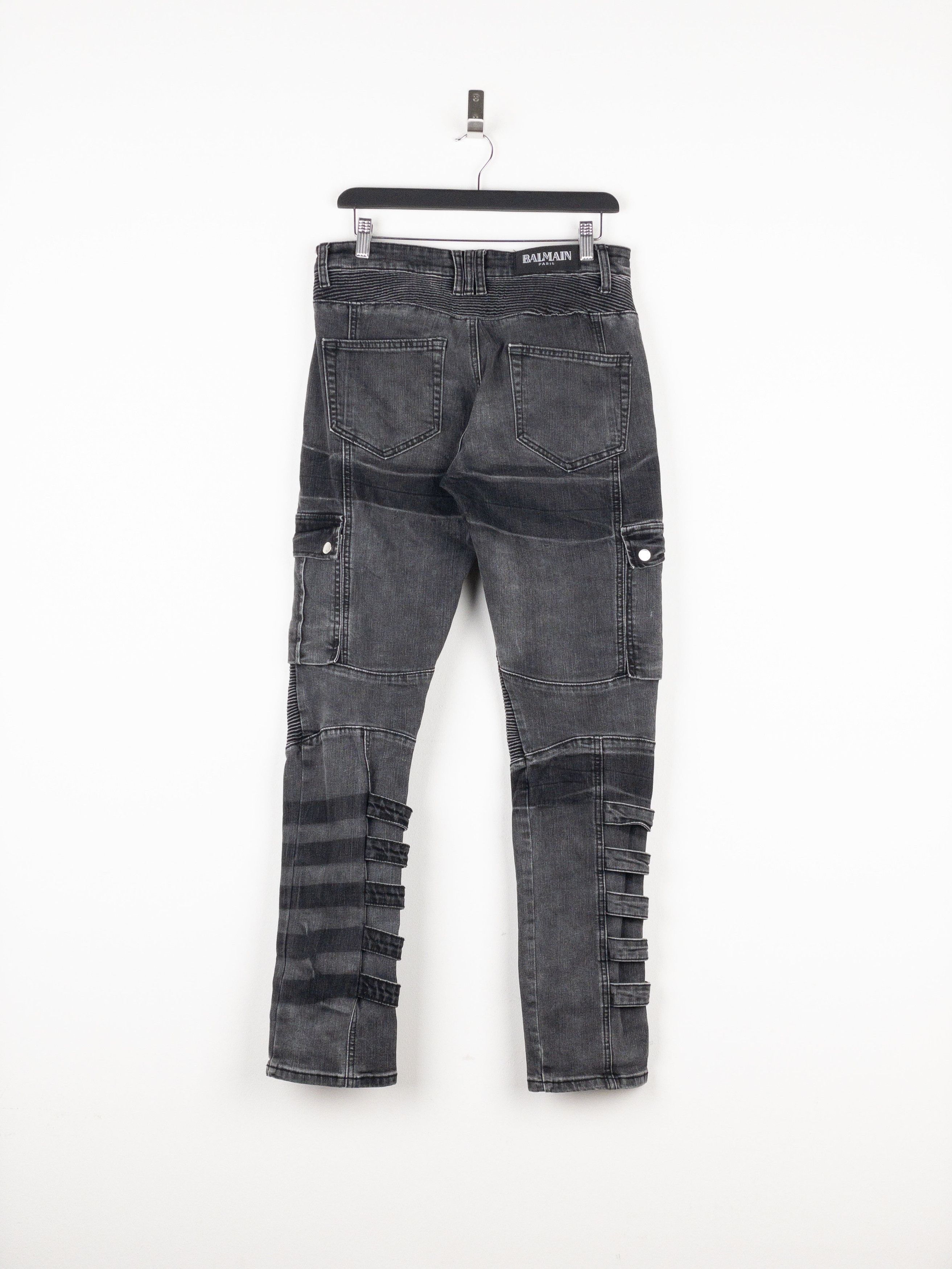 Balmain Bondage-Strap Biker Cargo Denim Jeans Size US 31 - 2 Thumbnail