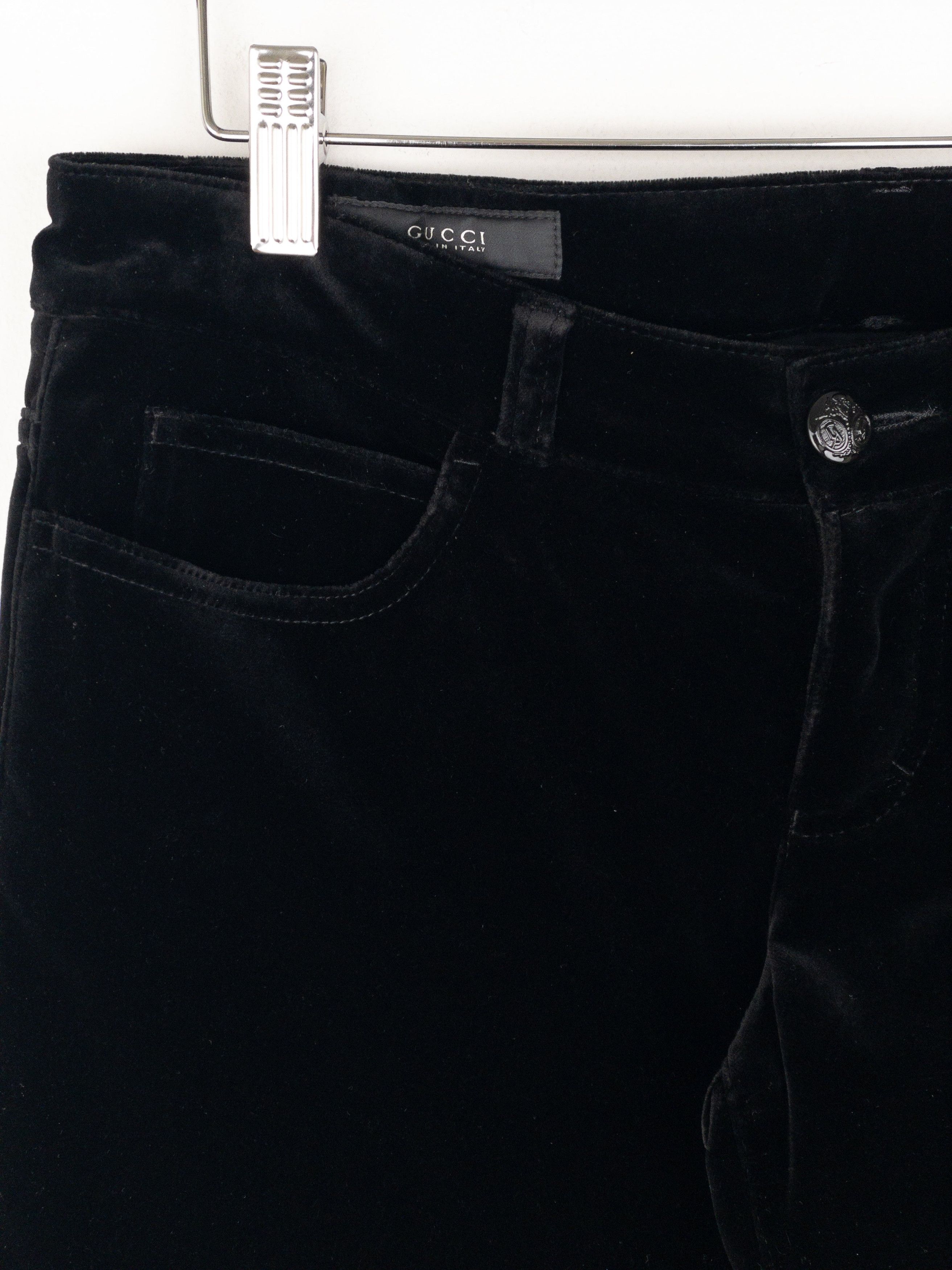 Gucci by Tom Ford AW01 Logo-Embroidered Flared Velvet Pants Size 27" / US 4 / IT 40 - 4 Thumbnail