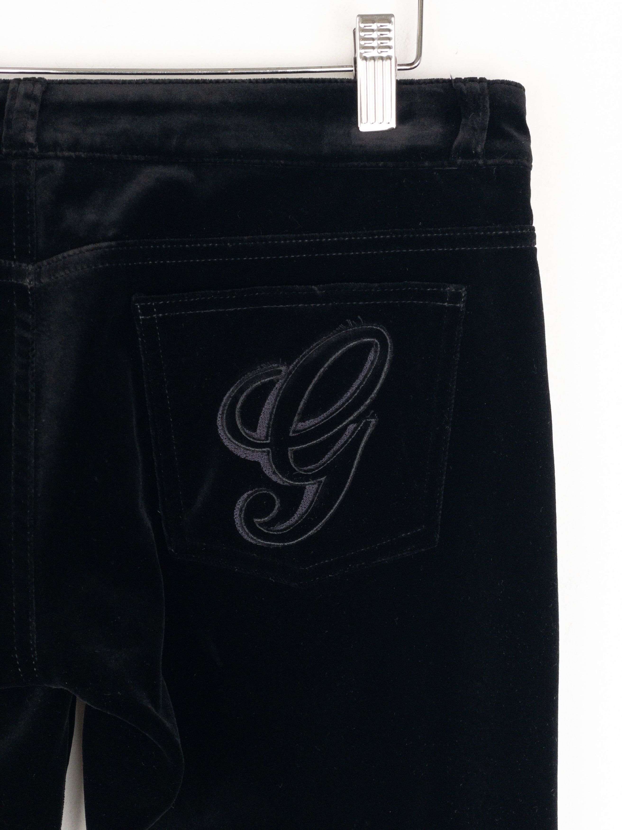 Gucci by Tom Ford AW01 Logo-Embroidered Flared Velvet Pants Size 27" / US 4 / IT 40 - 3 Thumbnail