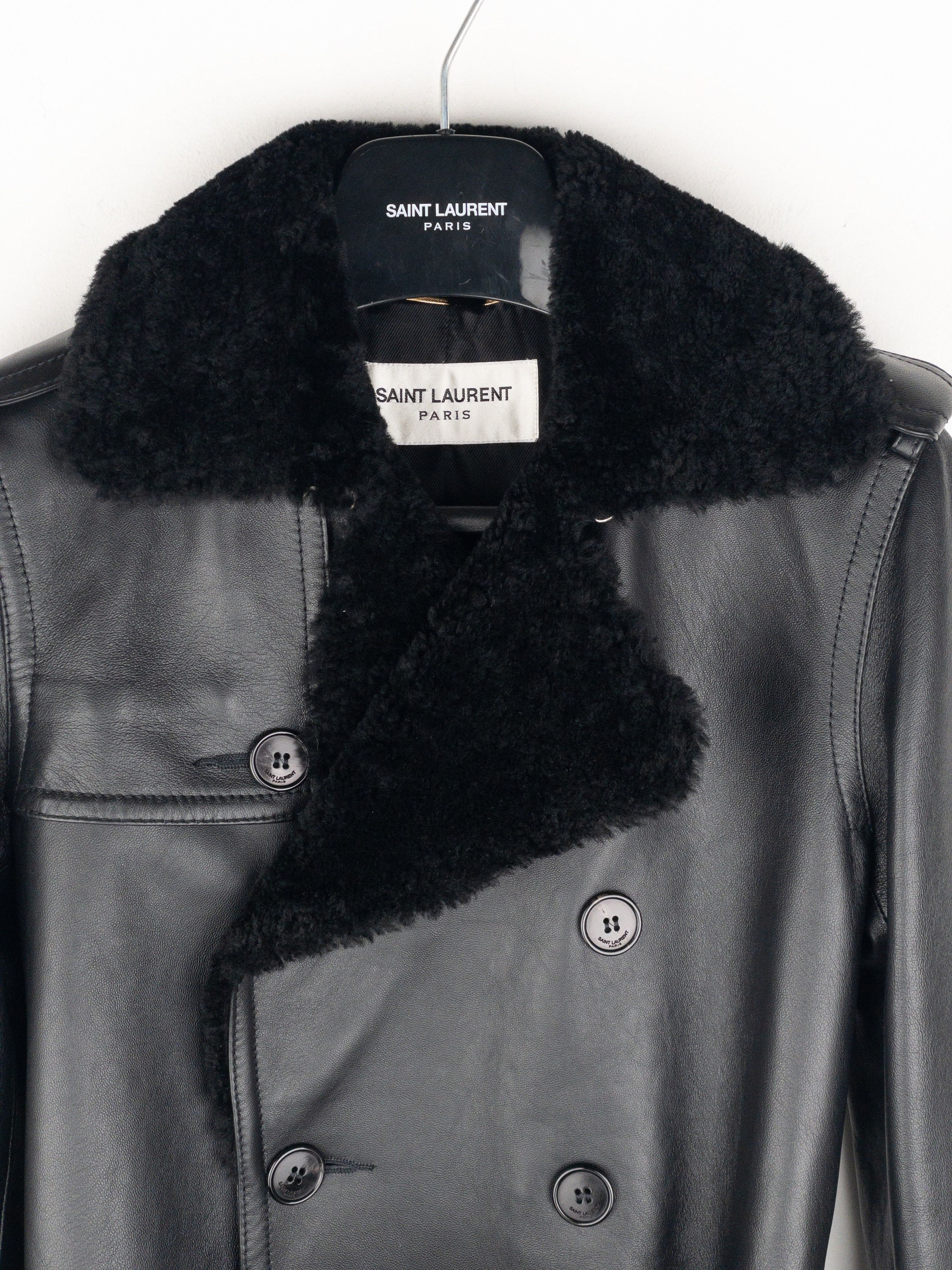 Saint Laurent Paris Saint Laurent AW20 Double-Breasted Shearling Leather Trench Size XS / US 0-2 / IT 36-38 - 3 Thumbnail