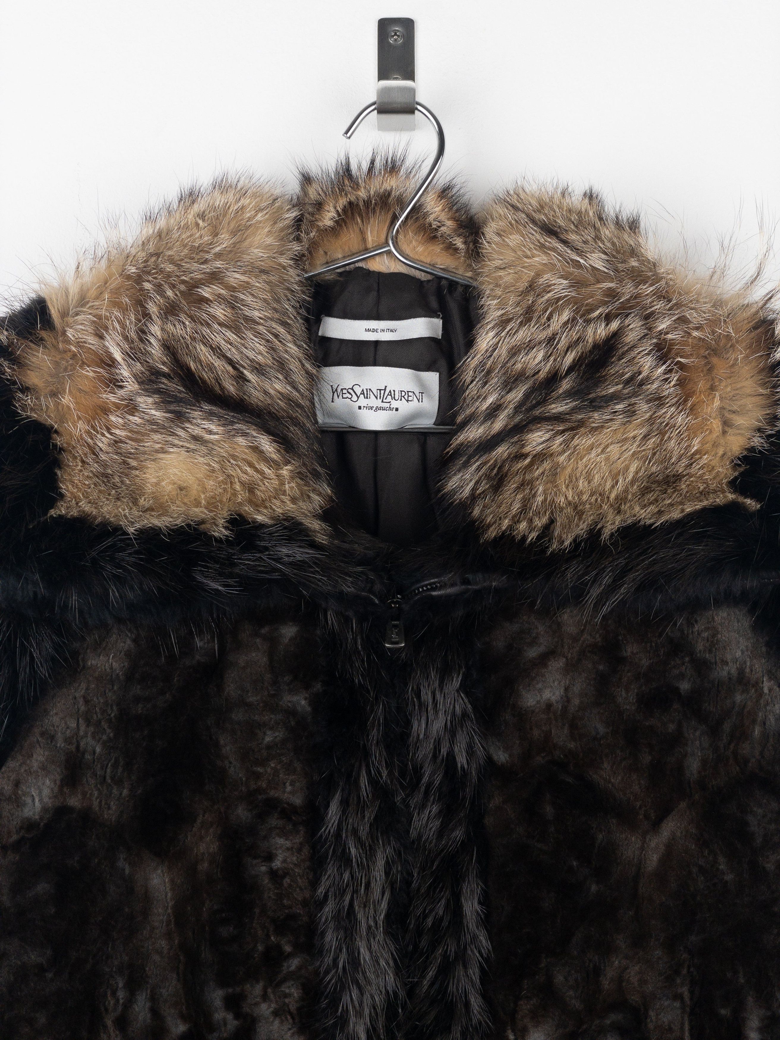Yves Saint Laurent Rive Gauche by Tom Ford 2000s Fur Leather Bomber Jacket Size S / US 4 / IT 40 - 4 Thumbnail