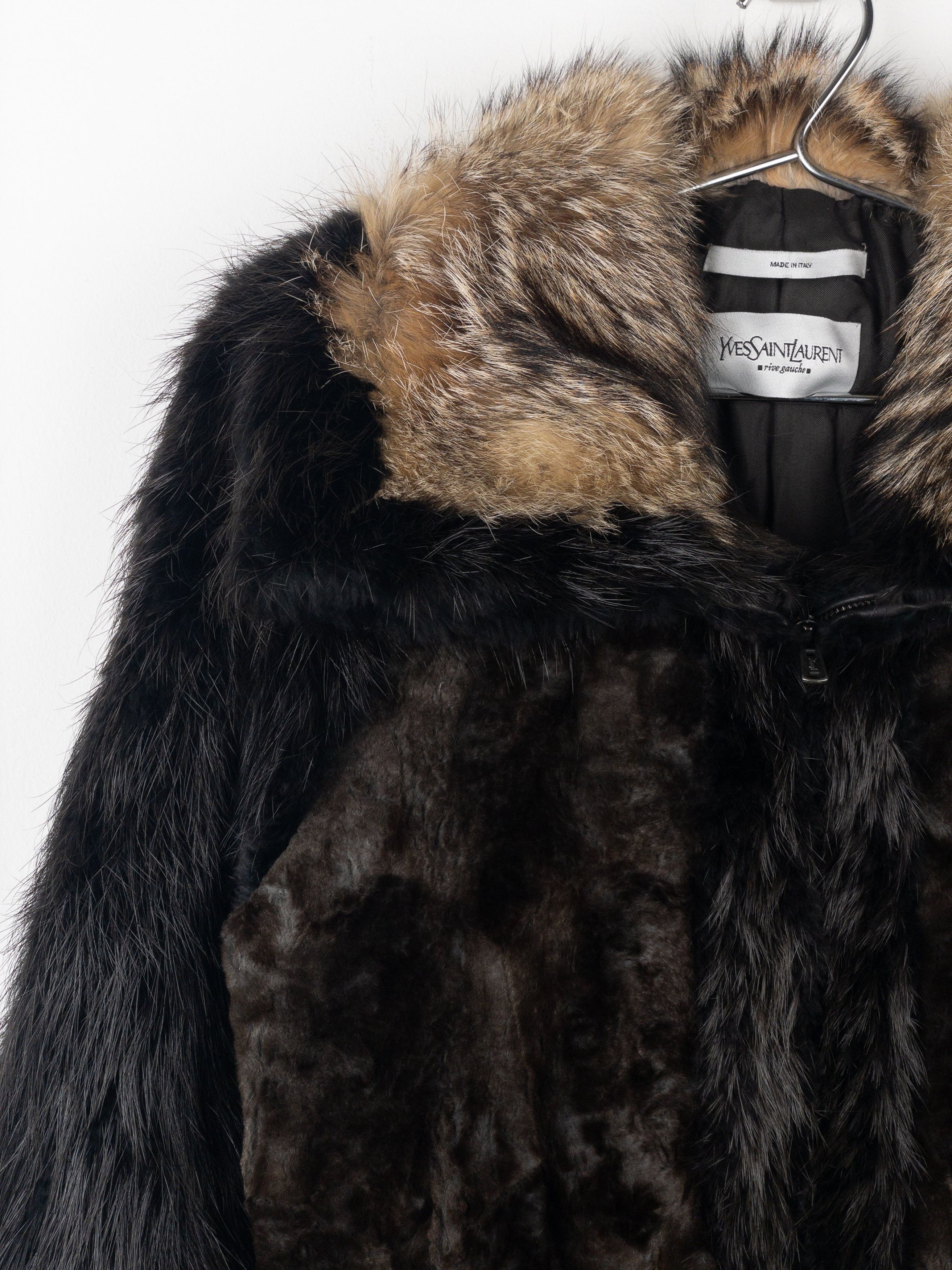 Yves Saint Laurent Rive Gauche by Tom Ford 2000s Fur Leather Bomber Jacket Size S / US 4 / IT 40 - 7 Thumbnail