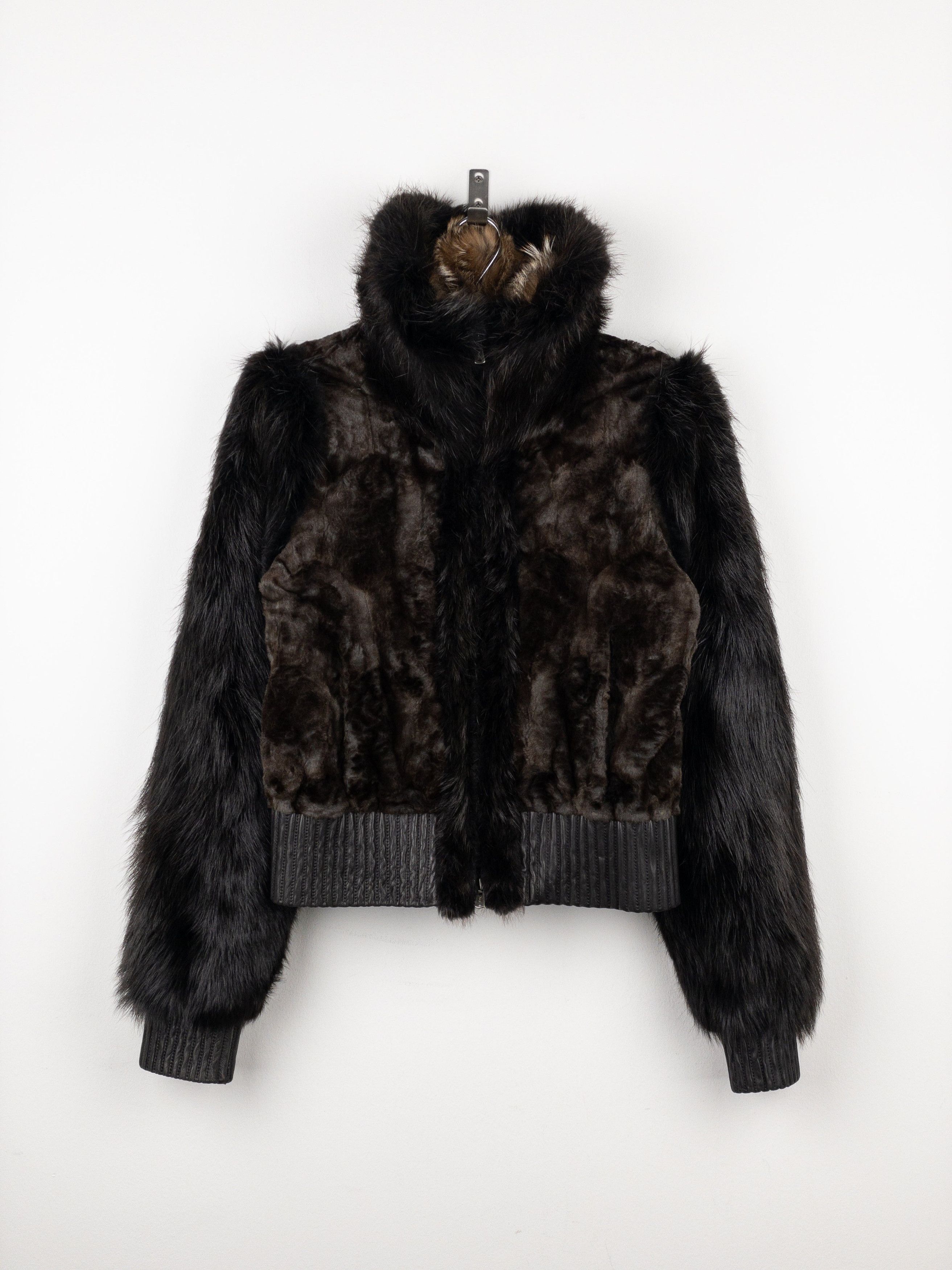 Yves Saint Laurent Rive Gauche by Tom Ford 2000s Fur Leather Bomber Jacket Size S / US 4 / IT 40 - 3 Thumbnail
