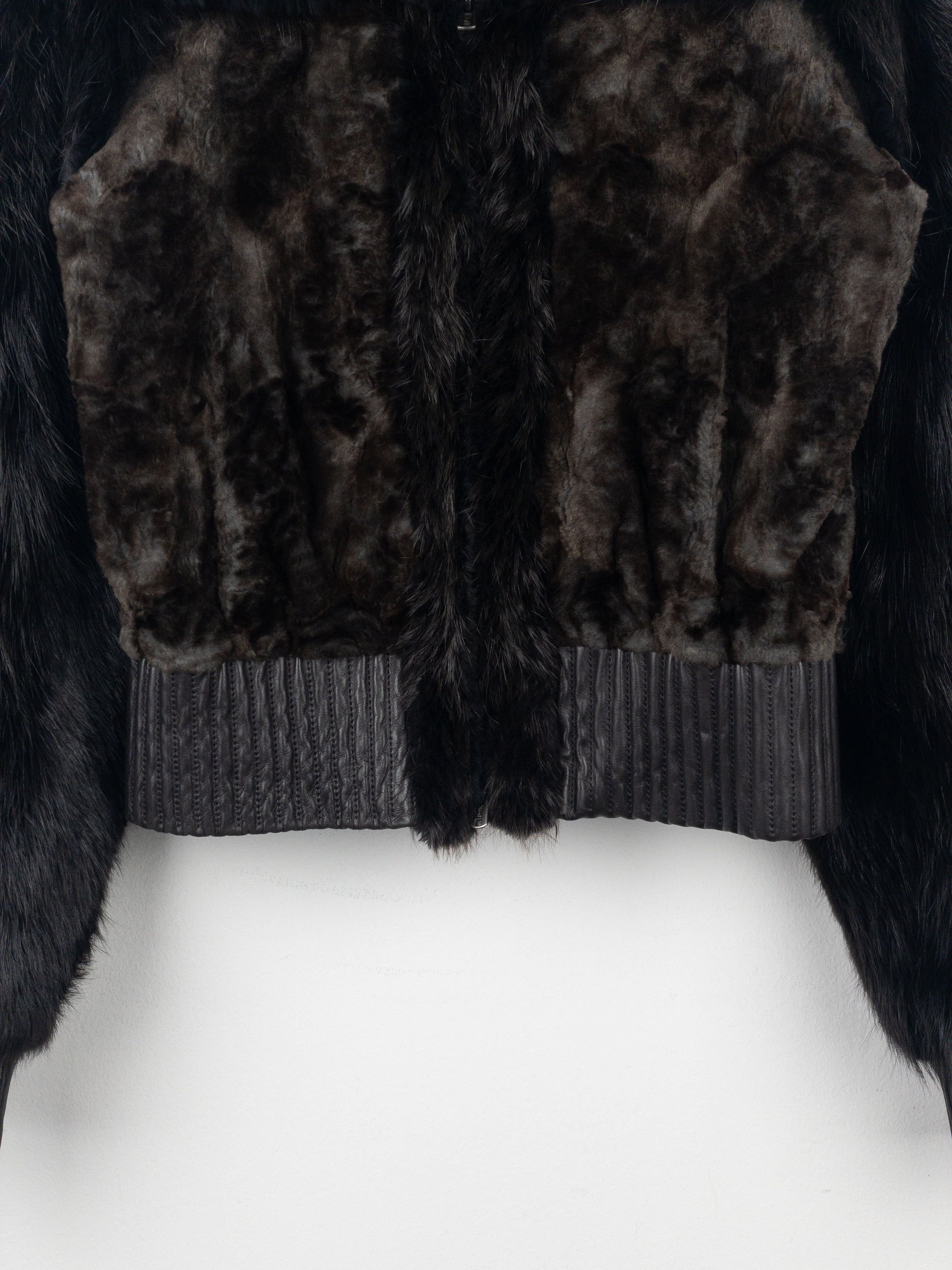 Yves Saint Laurent Rive Gauche by Tom Ford 2000s Fur Leather Bomber Jacket Size S / US 4 / IT 40 - 5 Thumbnail