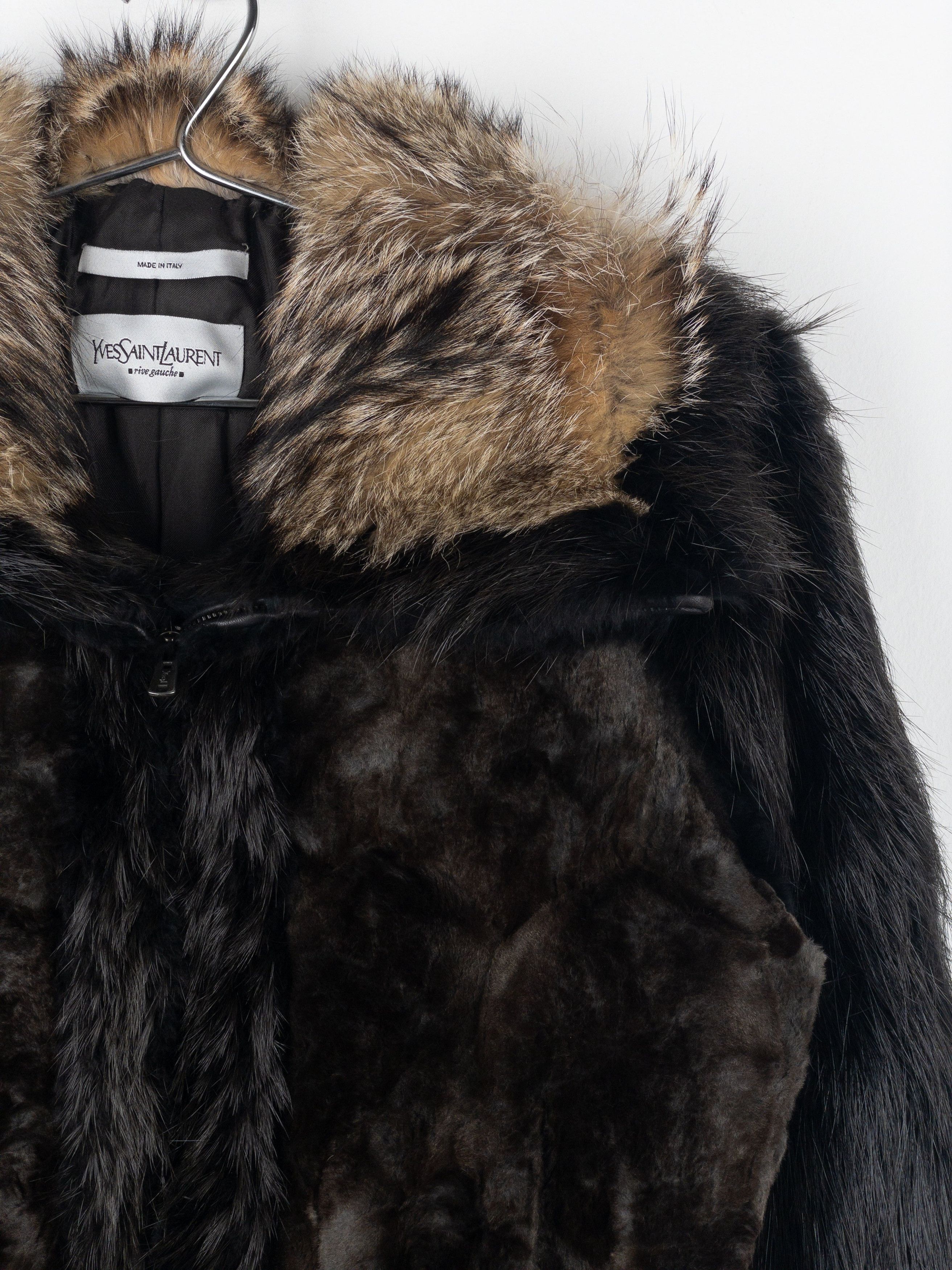 Yves Saint Laurent Rive Gauche by Tom Ford 2000s Fur Leather Bomber Jacket Size S / US 4 / IT 40 - 8 Thumbnail
