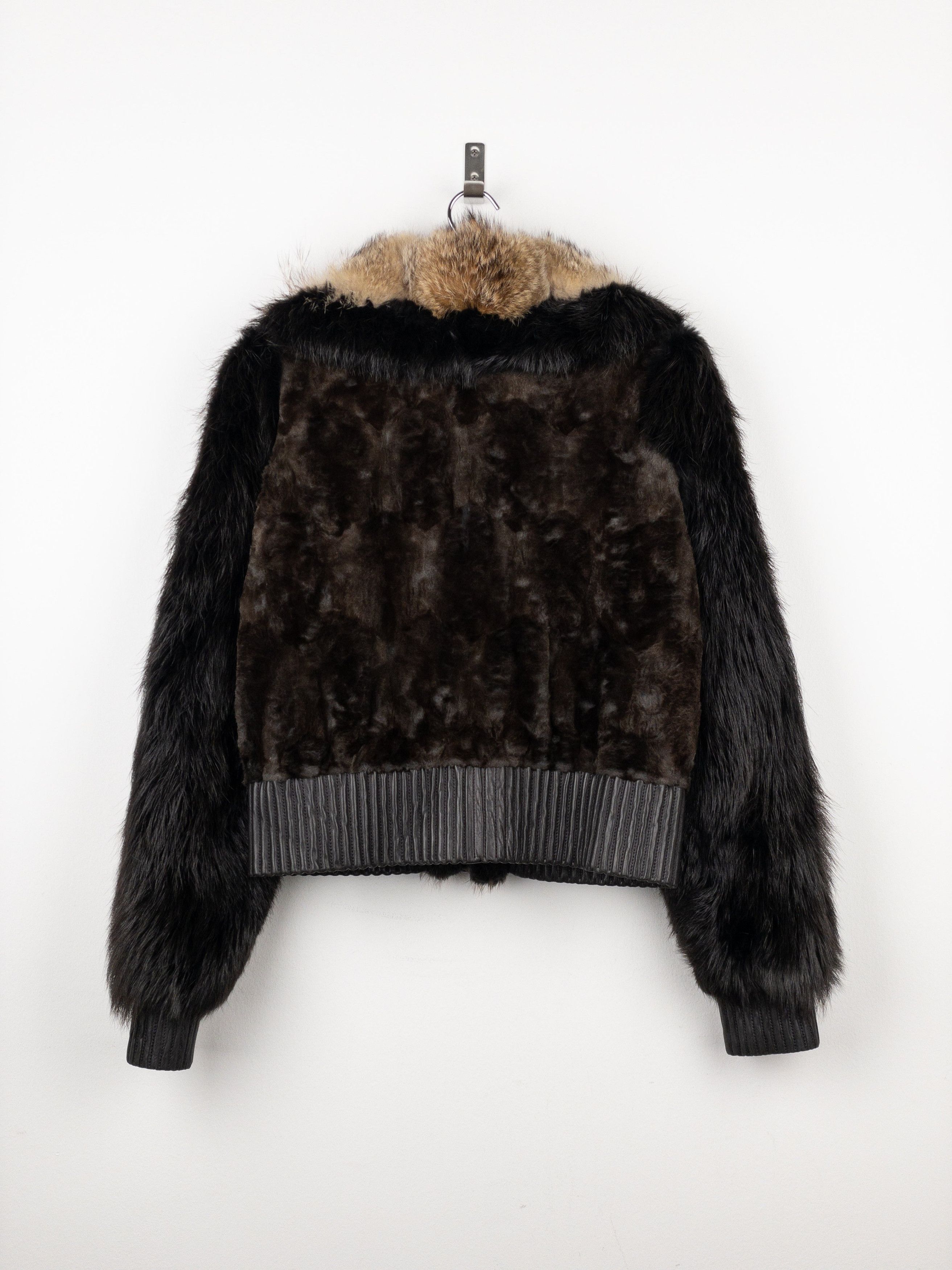 Yves Saint Laurent Rive Gauche by Tom Ford 2000s Fur Leather Bomber Jacket Size S / US 4 / IT 40 - 2 Thumbnail