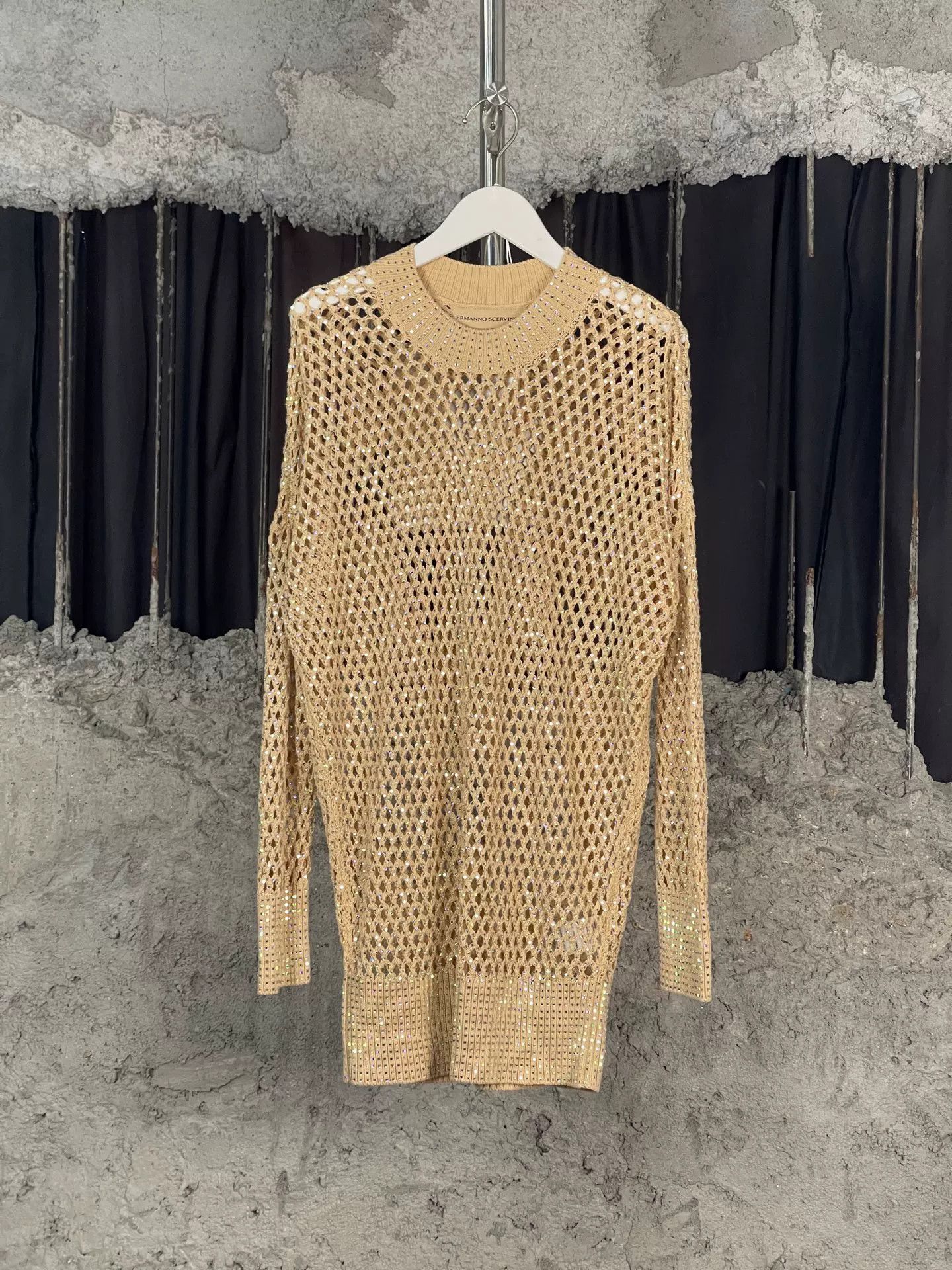Ermanno Scervino Ermanno Scervino Rhinestone Open-Knit Sweater Size 38 Size XS / US 0-2 / IT 36-38 - 2 Thumbnail