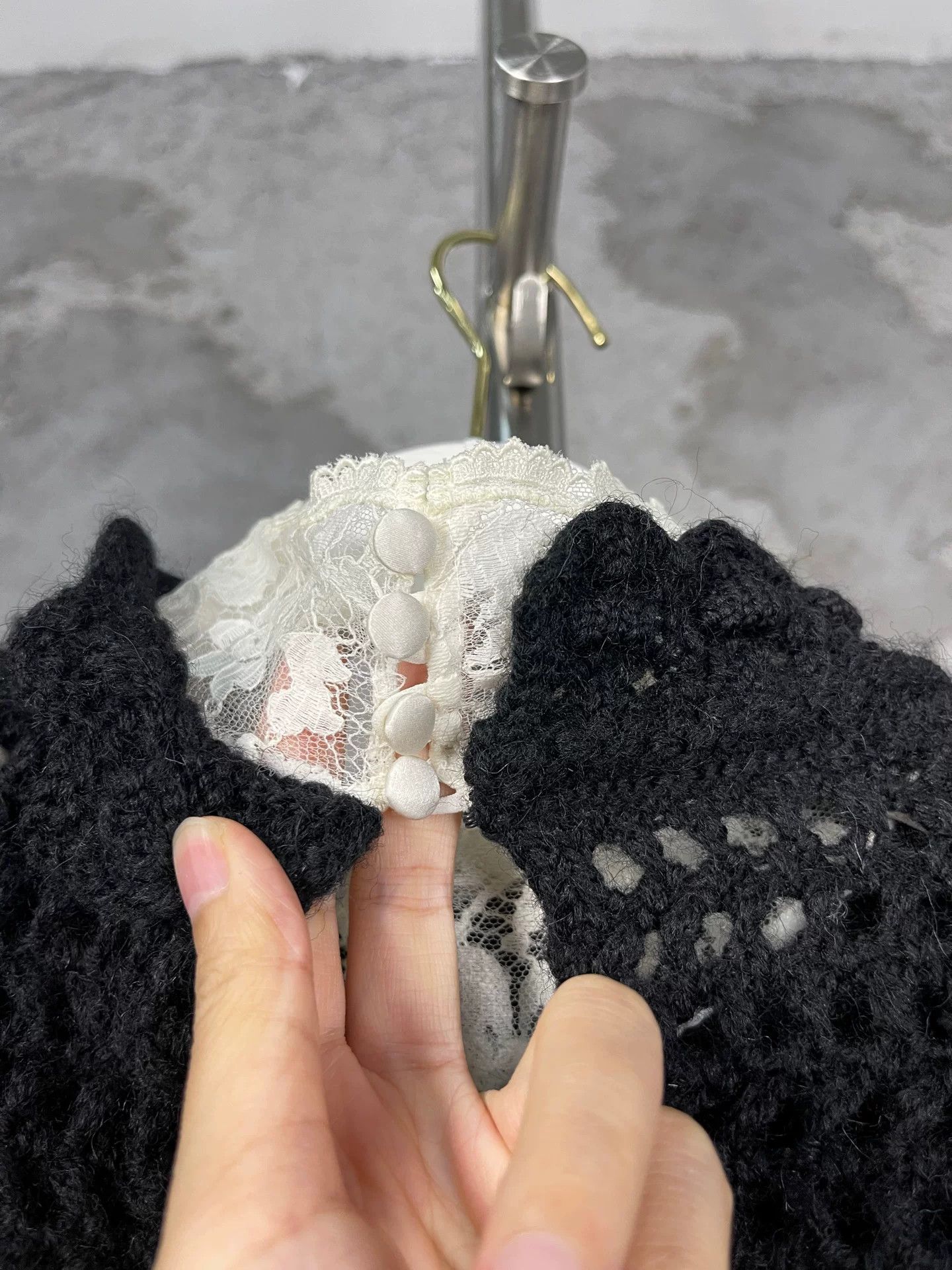 Saint Laurent Paris Saint Laurent Lace Collar Knit Sweater Size L Size L / US 10 / IT 46 - 6 Thumbnail