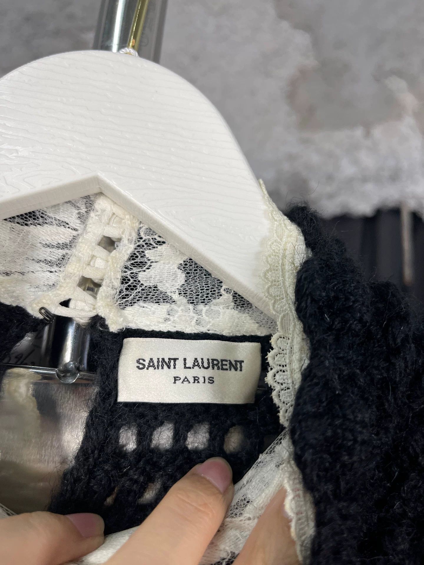 Saint Laurent Paris Saint Laurent Lace Collar Knit Sweater Size L Size L / US 10 / IT 46 - 8 Thumbnail