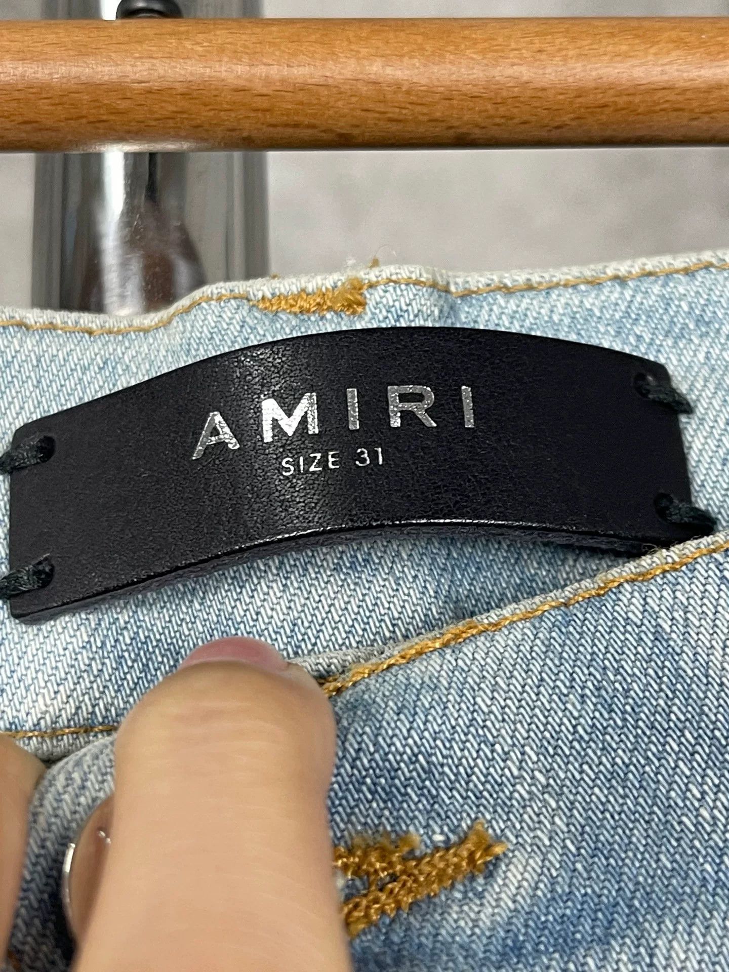 Amiri Amiri Distressed Leather Patch Jeans Size 31 Size US 31 - 8 Thumbnail