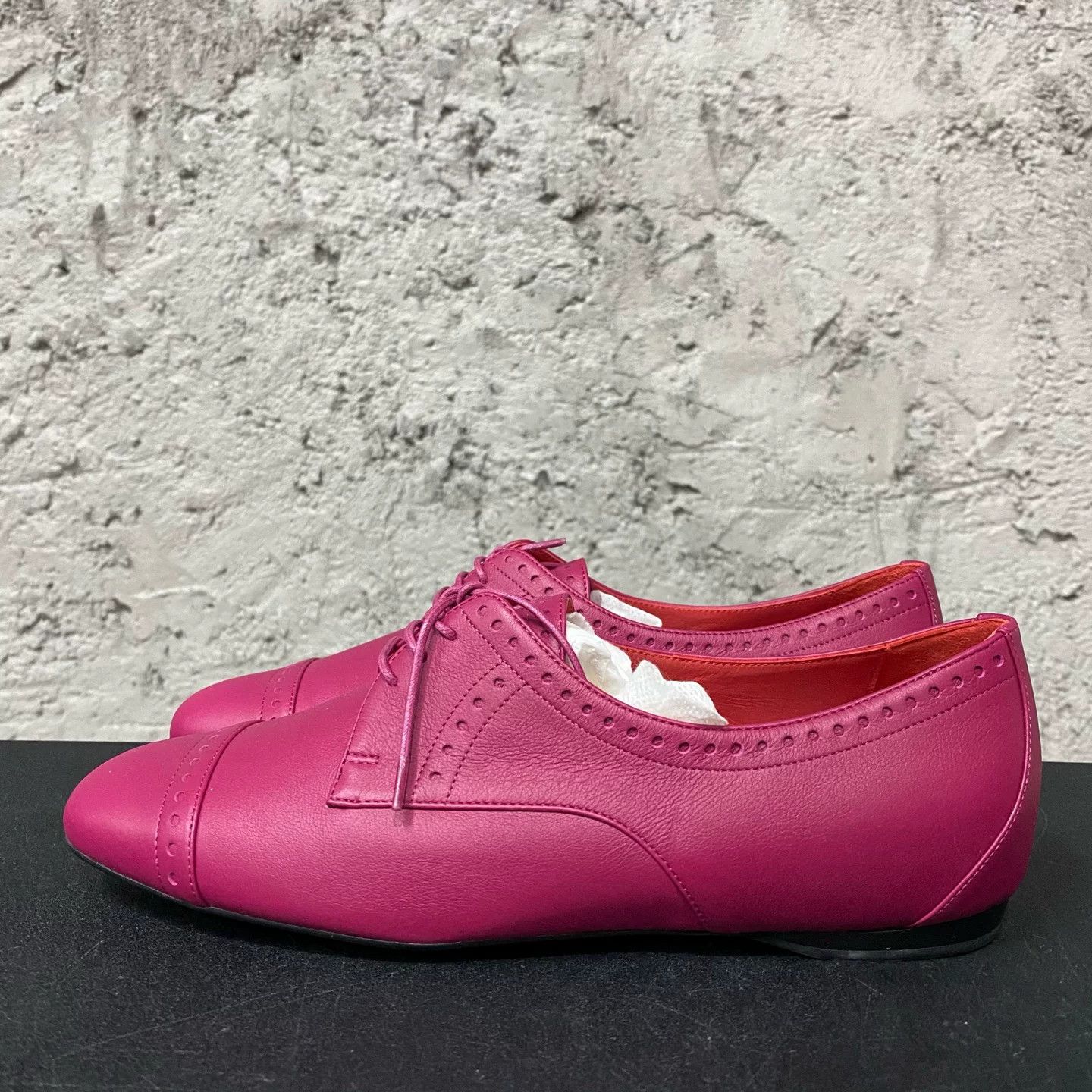 Hermes Hermes Pink Leather Lace-Up Flats Size 36.5 Size US 6.5 / IT 36.5 - 3 Thumbnail