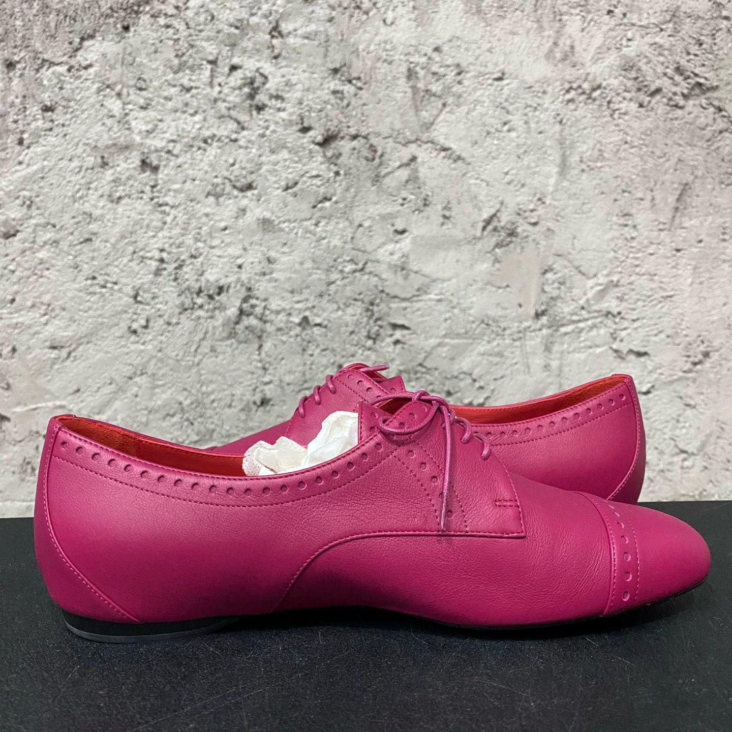 Hermes Hermes Pink Leather Lace-Up Flats Size 36.5 Size US 6.5 / IT 36.5 - 5 Thumbnail