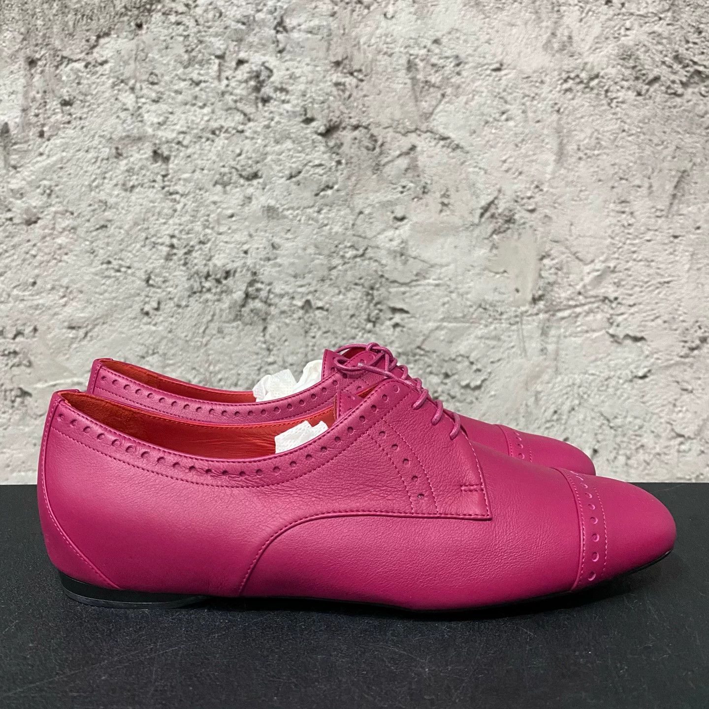 Hermes Hermes Pink Leather Lace-Up Flats Size 36.5 Size US 6.5 / IT 36.5 - 2 Thumbnail
