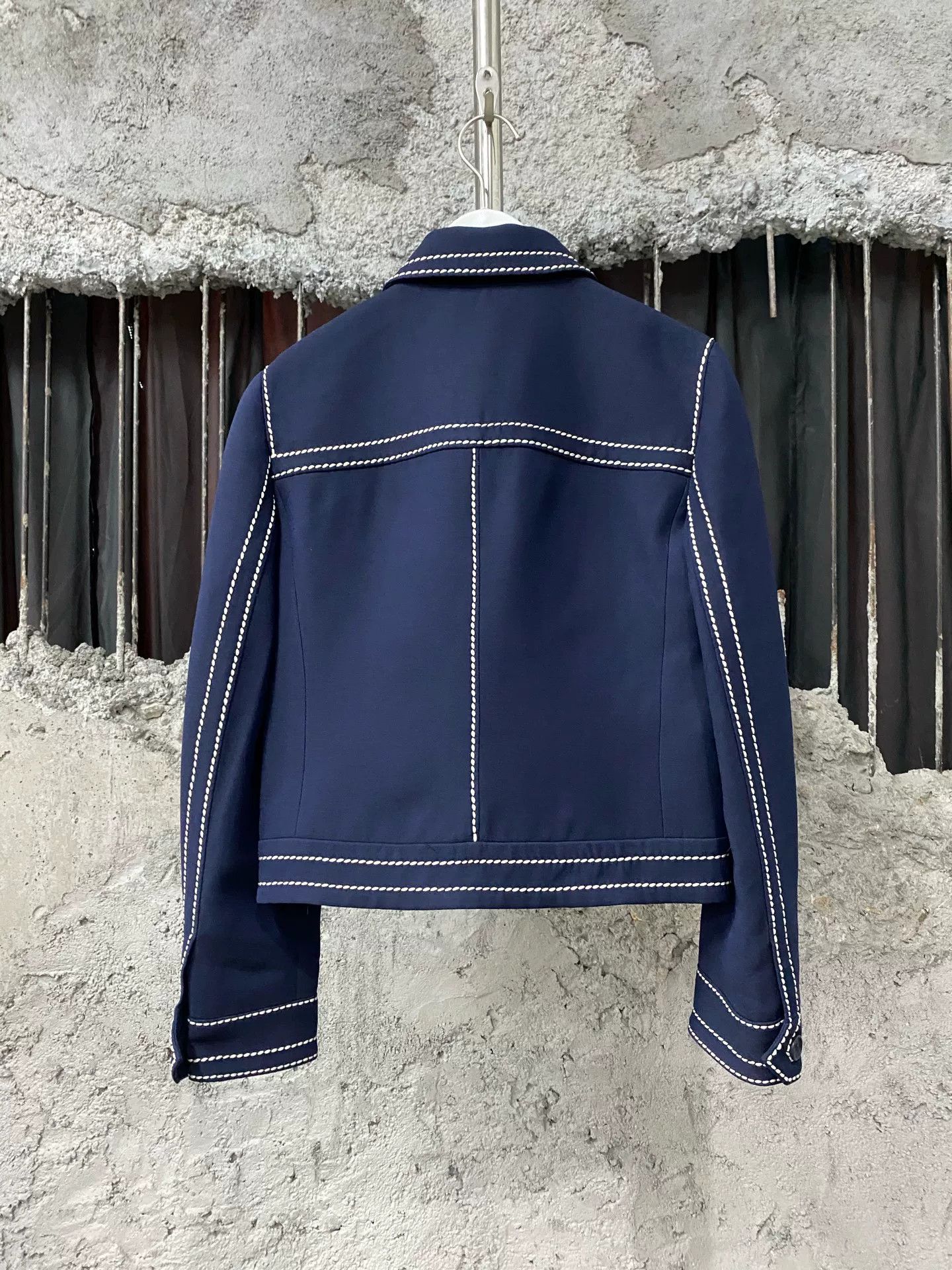 Prada Prada Navy Contrast Stitch Jacket Size 38 Size XS / US 0-2 / IT 36-38 - 3 Thumbnail