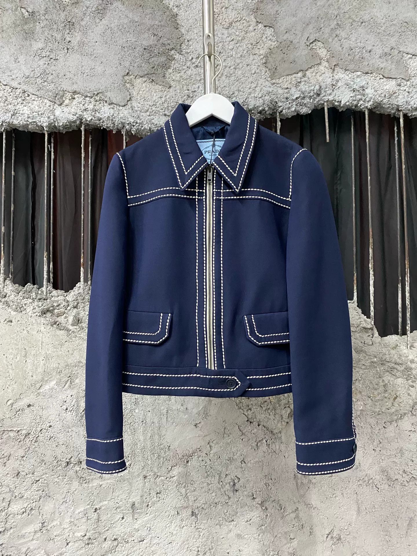 Prada Prada Navy Contrast Stitch Jacket Size 38 Size XS / US 0-2 / IT 36-38 - 2 Thumbnail