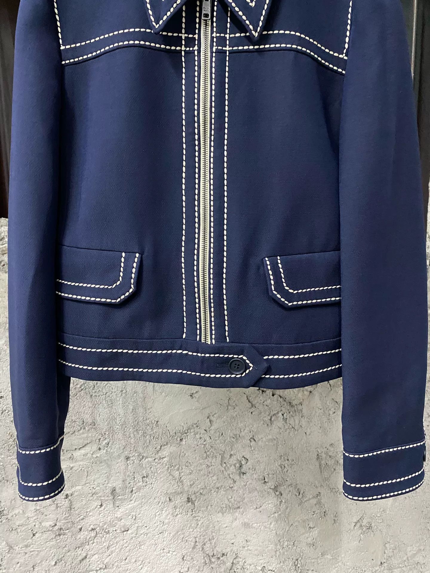 Prada Prada Navy Contrast Stitch Jacket Size 38 Size XS / US 0-2 / IT 36-38 - 5 Thumbnail