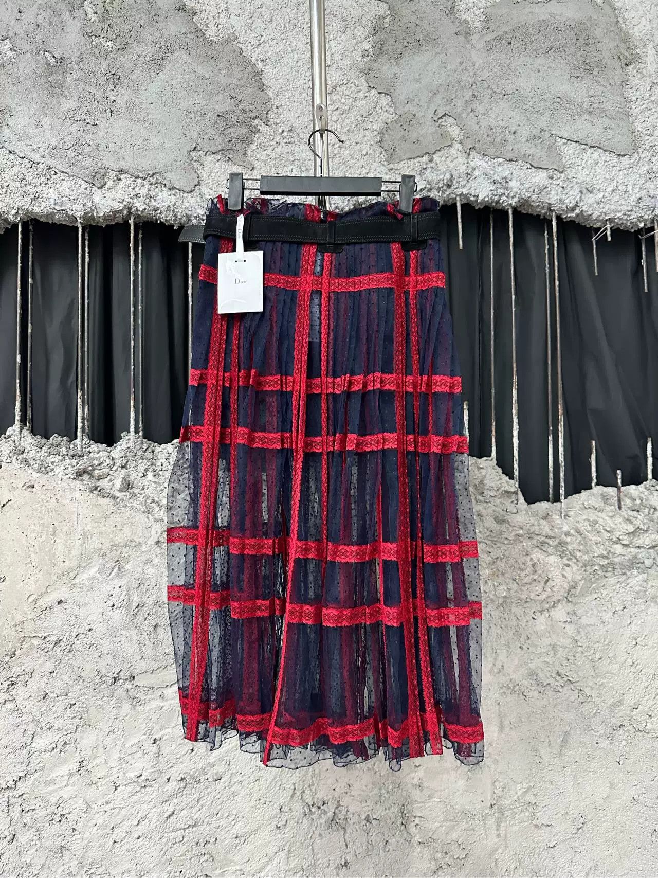 Dior Dior Plaid Net Midi Skirt Size 36 Size 26" / US 2 / IT 38 - 3 Thumbnail