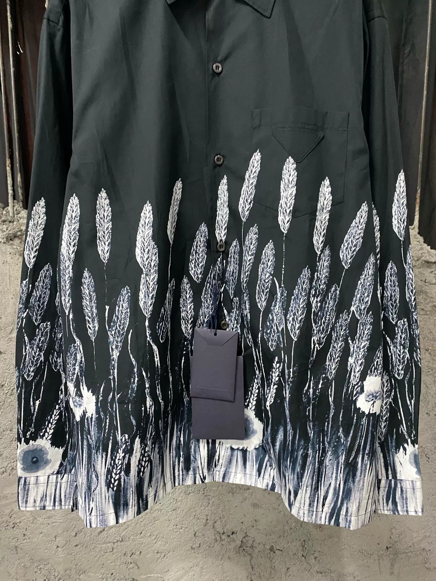 Prada Prada Wheat Print Long Sleeve Button Up Shirt Size M Size US M / EU 48-50 / 2 - 5 Thumbnail