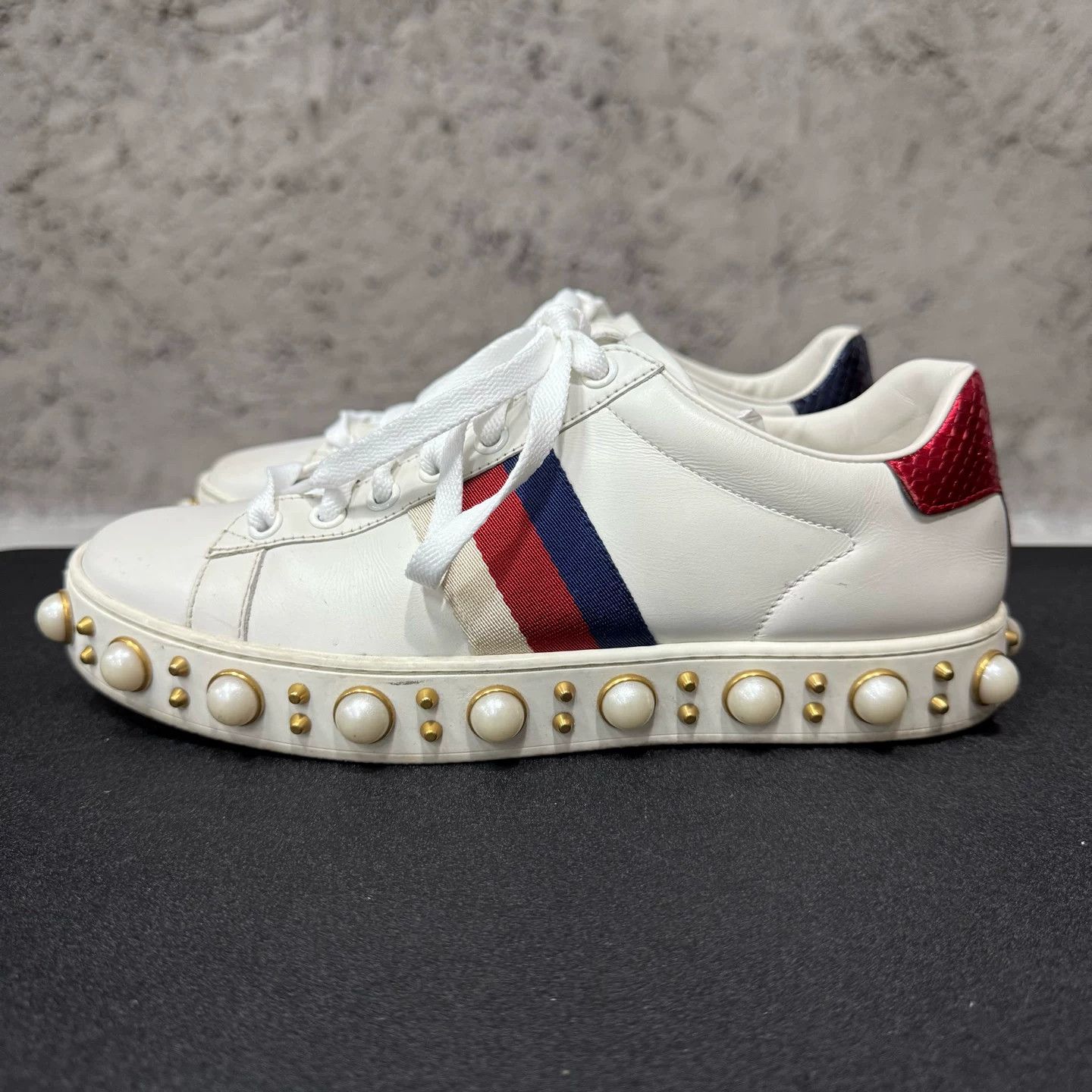 Gucci Gucci Pearl Studded Ace Sneakers Size 36 Size US 6 / IT 36 - 3 Thumbnail