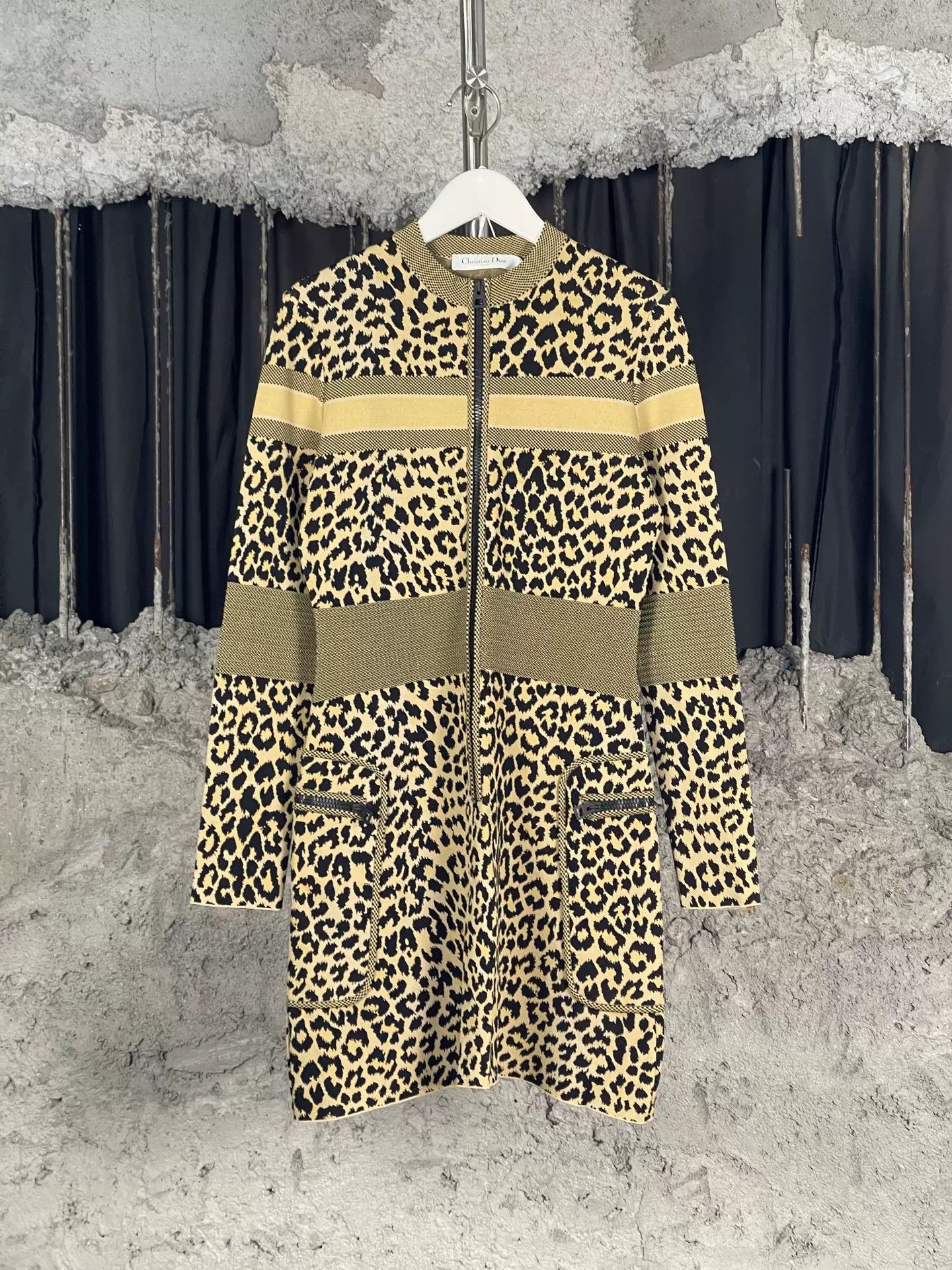 Dior Dior Leopard Zip-Up Knit Dress Size 38 Size S / US 4 / IT 40 - 2 Thumbnail