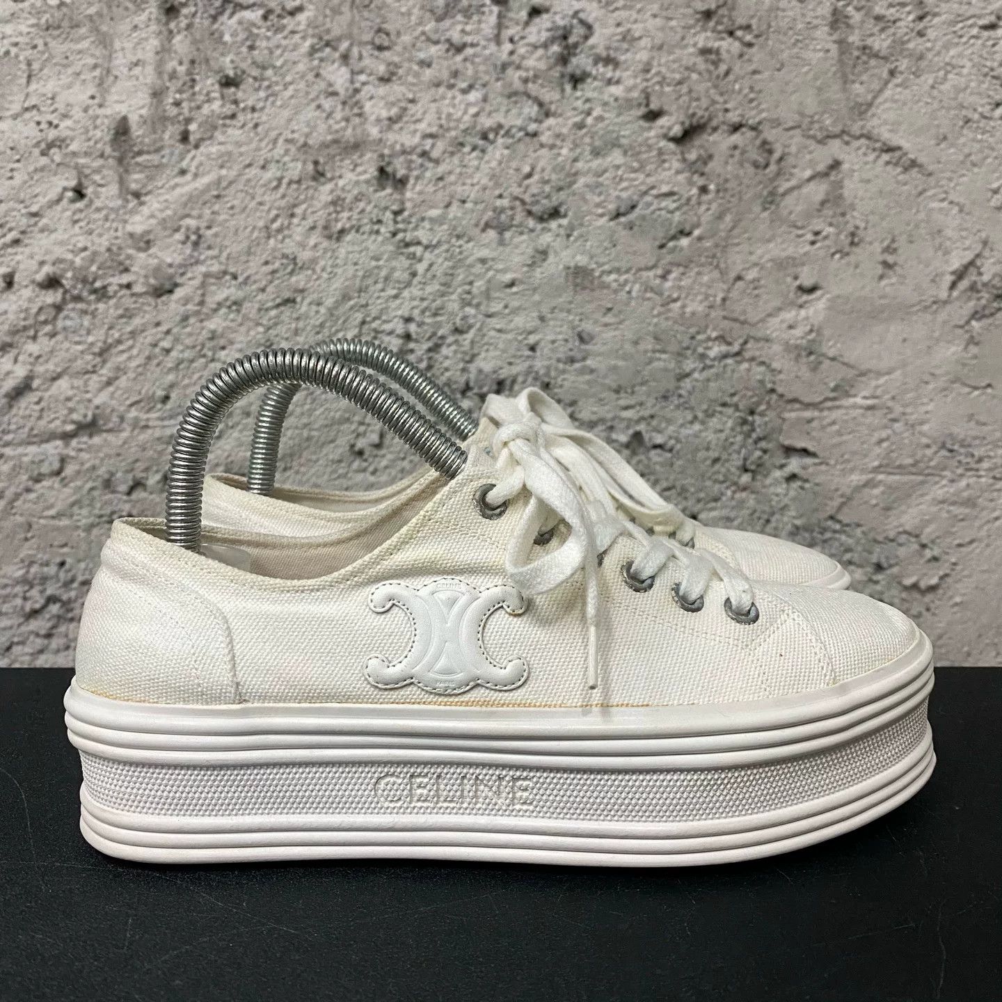 Celine Celine Canvas Platform Triomphe Sneakers Size 35 Size US 4 / IT 34 - 2 Thumbnail