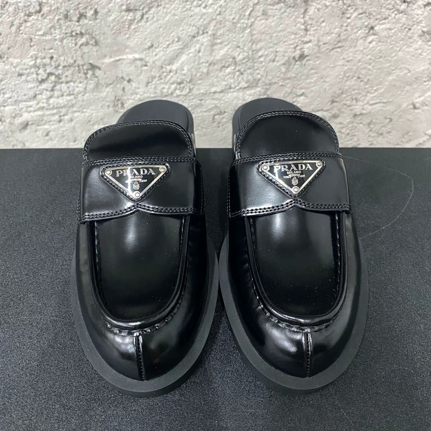Prada Prada Triangle Logo Loafer Mules Size 37 Size US 7 / IT 37 - 7 Thumbnail