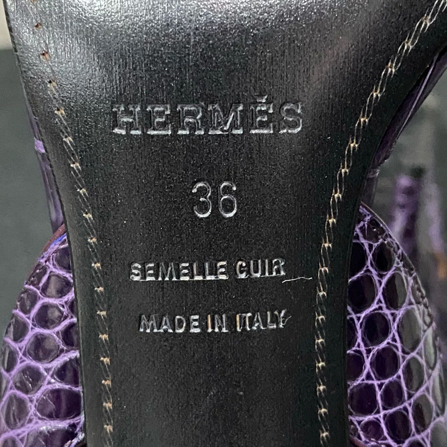 Hermes Hermès Purple Crocodile-Embossed Sandals Size 36 Size US 6 / IT 36 - 9 Thumbnail