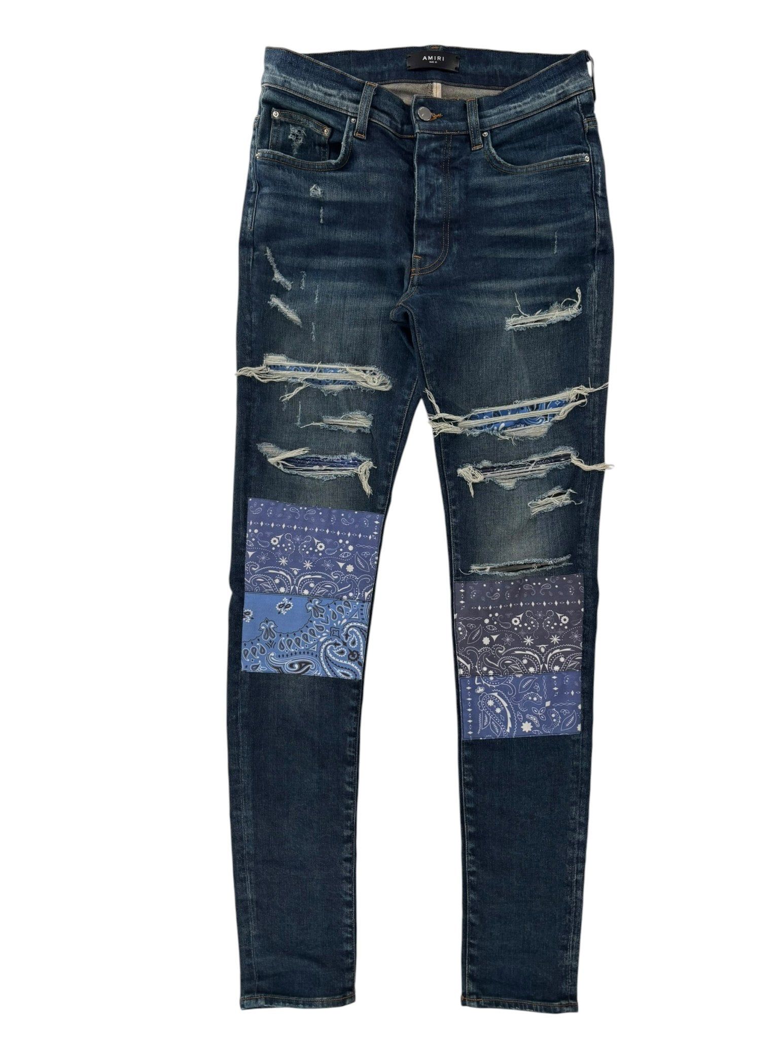 Amiri Bandana Artpatch Jeans Blue Size US 31 - 2 Thumbnail