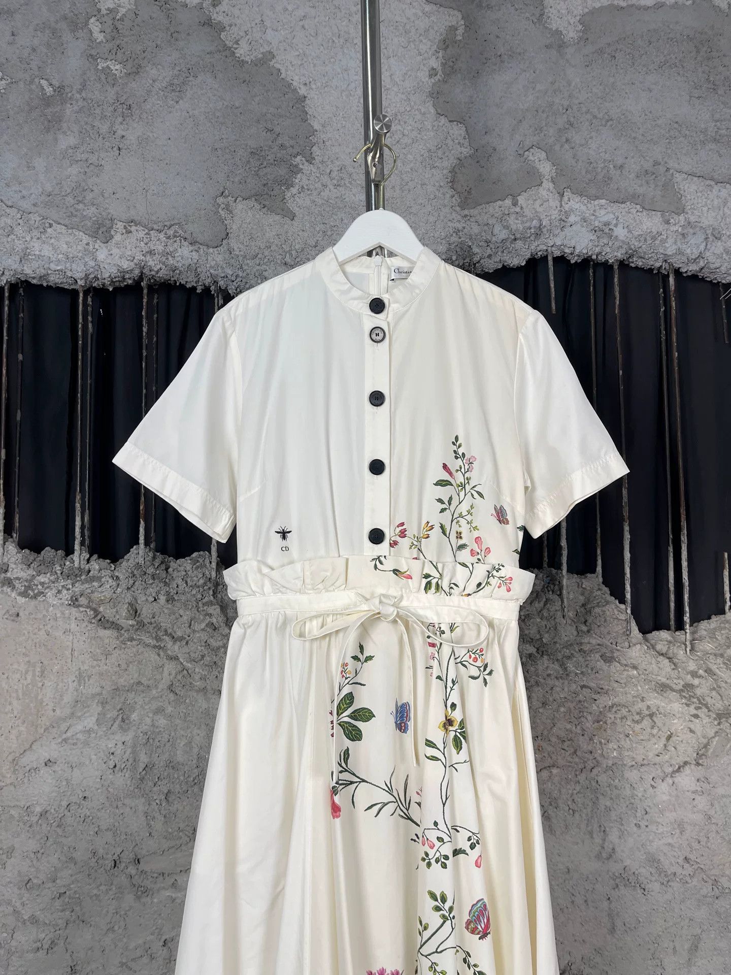 Dior Dior Bee Floral Embroidered Midi Dress Size 36 Size XS / US 0-2 / IT 36-38 - 4 Thumbnail