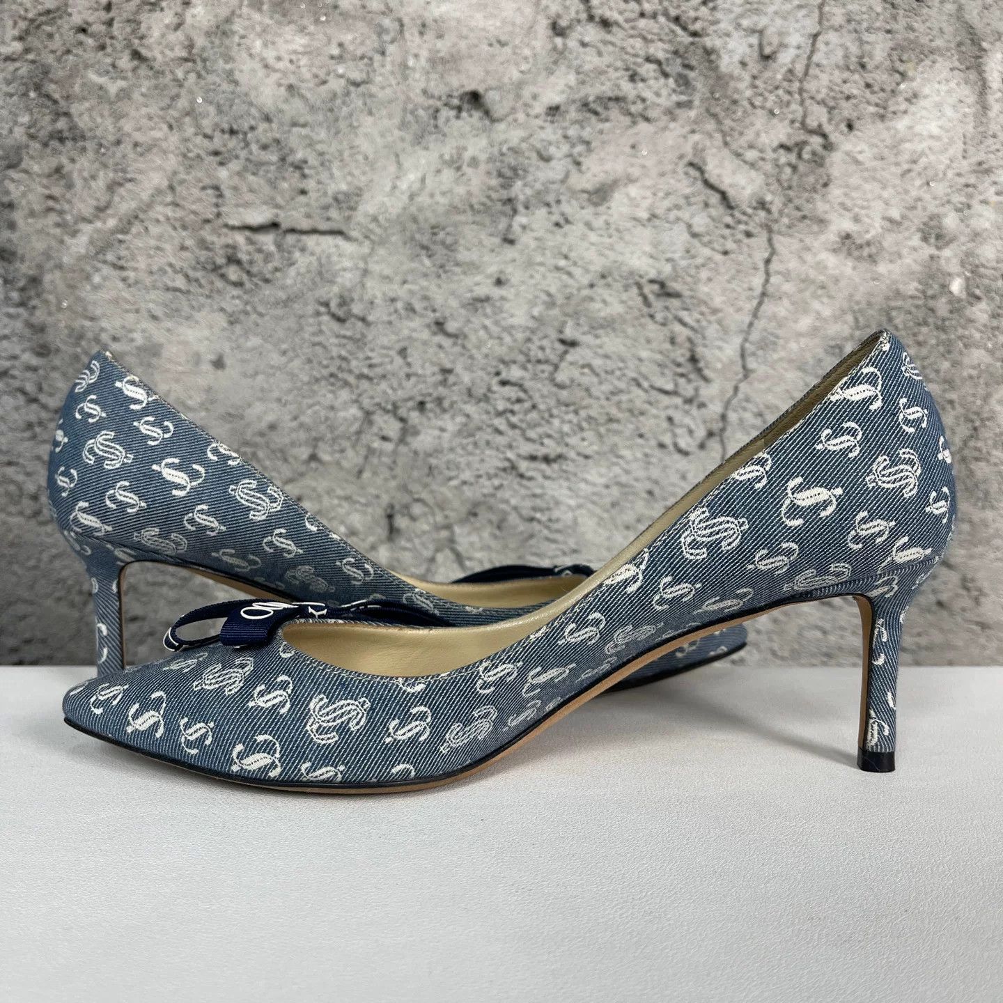 Jimmy Choo Jimmy Choo Denim Logo Bow Heels Size 37 Size US 7 / IT 37 - 7 Thumbnail