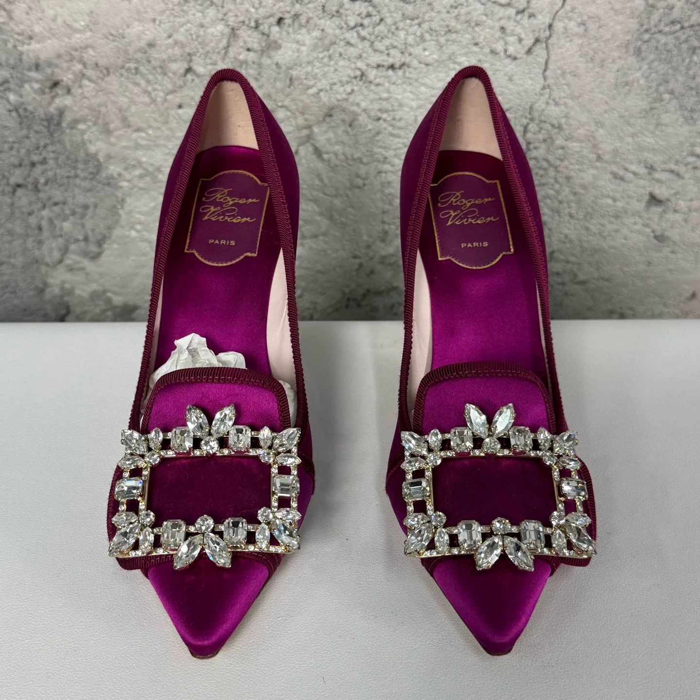 Roger Vivier Roger Vivier Crystal Buckle Satin Heels Size 36.5 Size US 6.5 / IT 36.5 - 8 Thumbnail