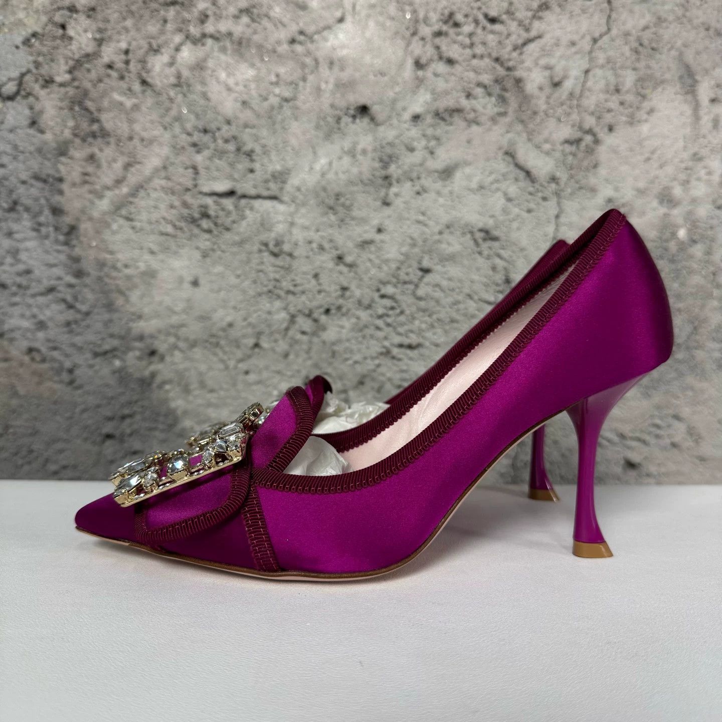 Roger Vivier Roger Vivier Crystal Buckle Satin Heels Size 36.5 Size US 6.5 / IT 36.5 - 4 Thumbnail