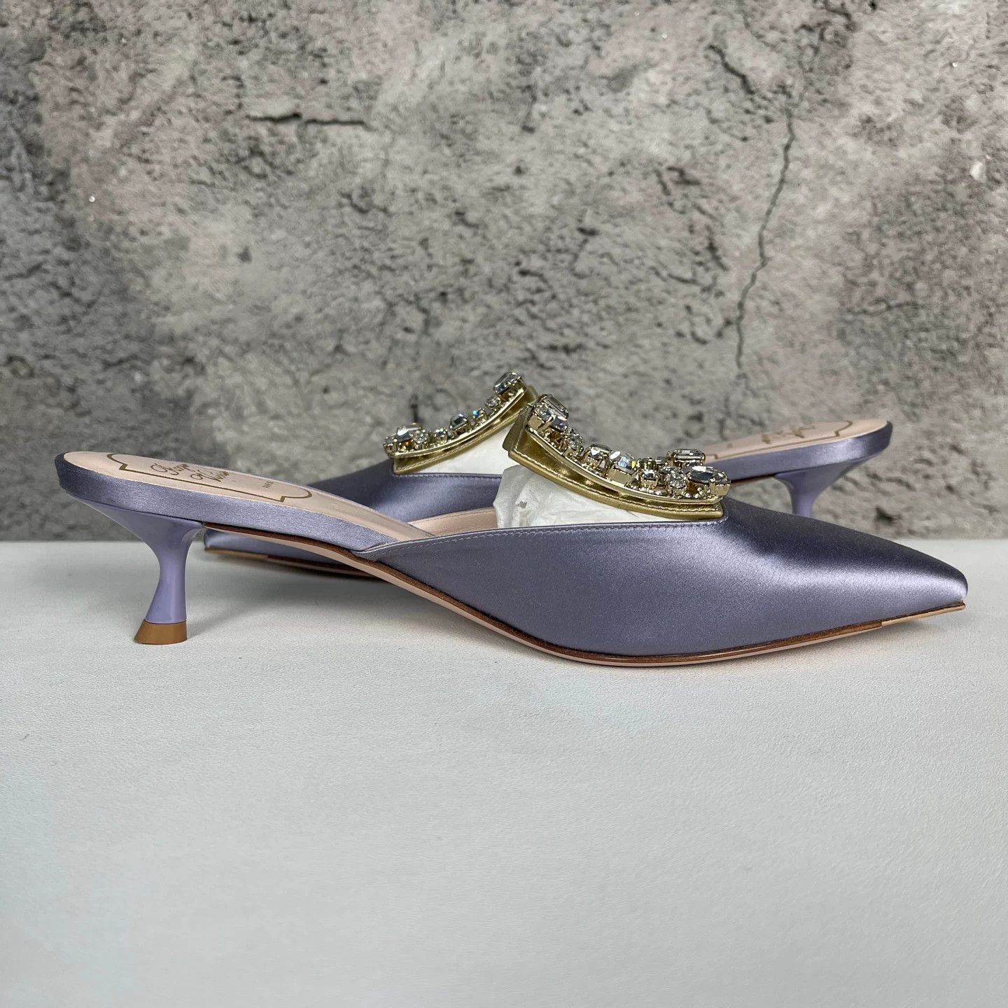 Roger Vivier Roger Vivier Crystal Buckle Satin Mules Size 36.5 Size US 6.5 / IT 36.5 - 6 Thumbnail