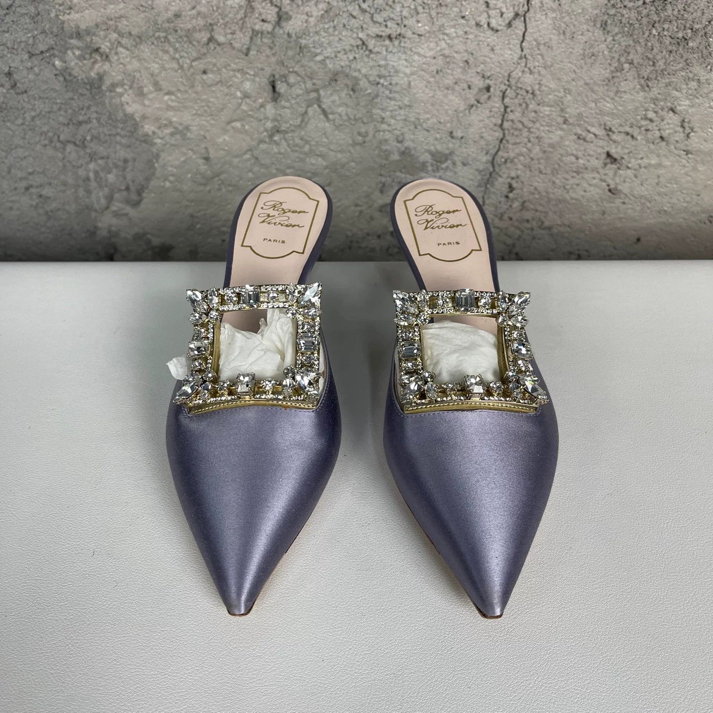 Roger Vivier Roger Vivier Crystal Buckle Satin Mules Size 36.5 Size US 6.5 / IT 36.5 - 8 Thumbnail