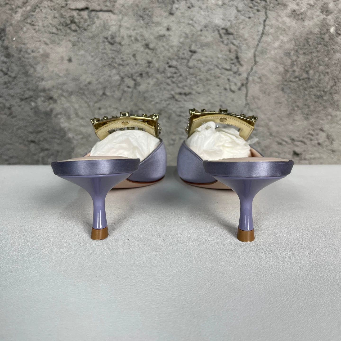 Roger Vivier Roger Vivier Crystal Buckle Satin Mules Size 36.5 Size US 6.5 / IT 36.5 - 5 Thumbnail