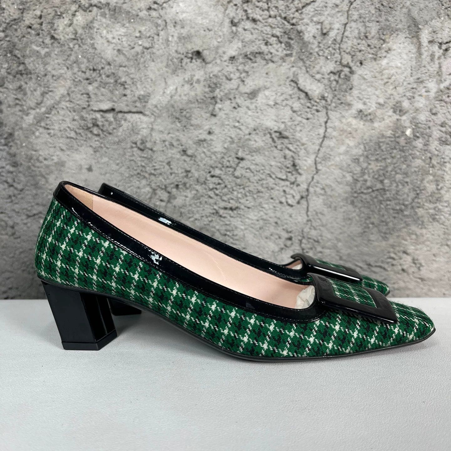 Roger Vivier Roger Vivier Green Checkered Heels Size 36.5 Size US 6.5 / IT 36.5 - 3 Thumbnail