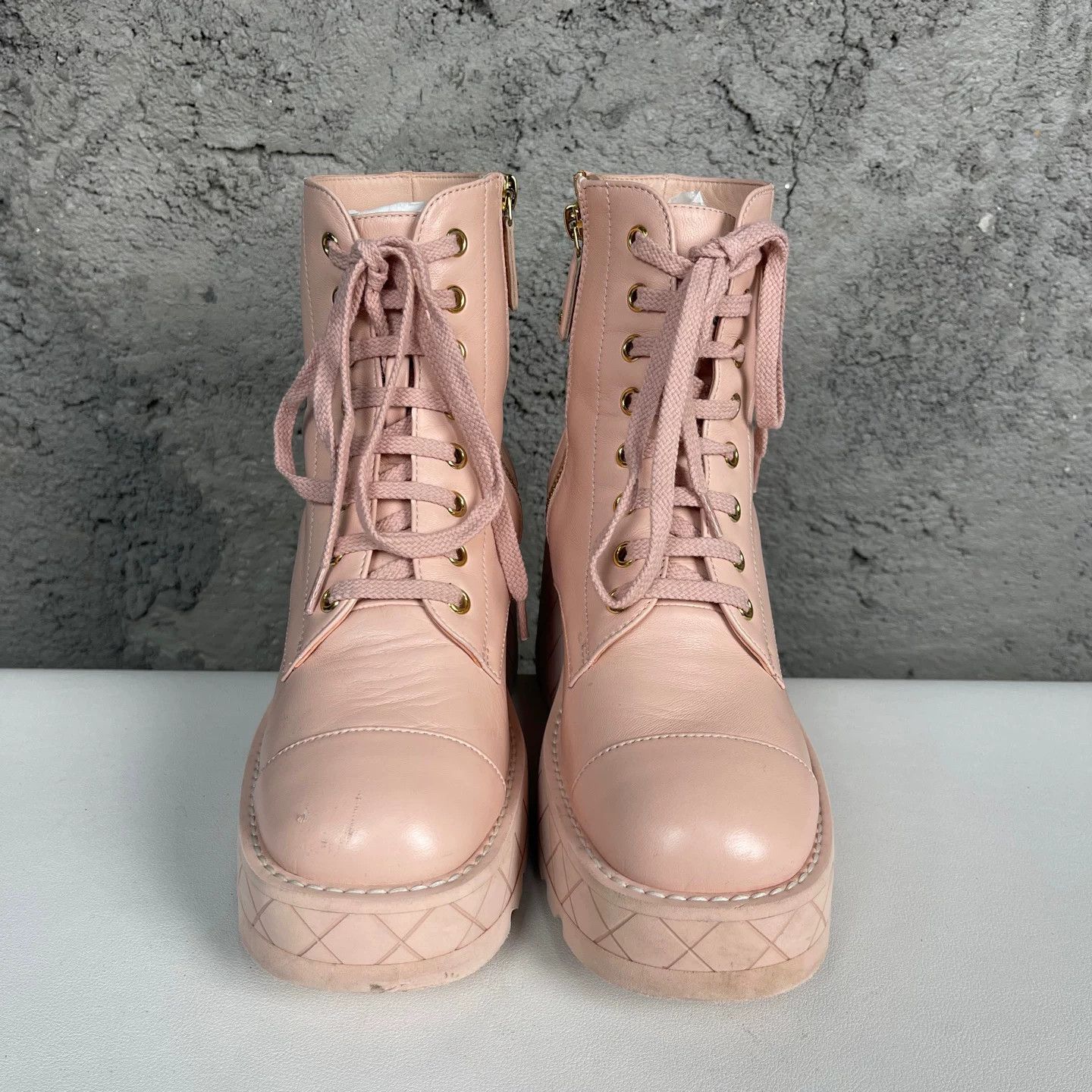 Chanel Chanel Pink Leather Platform Boots Size 36.5 Size US 6.5 / IT 36.5 - 8 Thumbnail