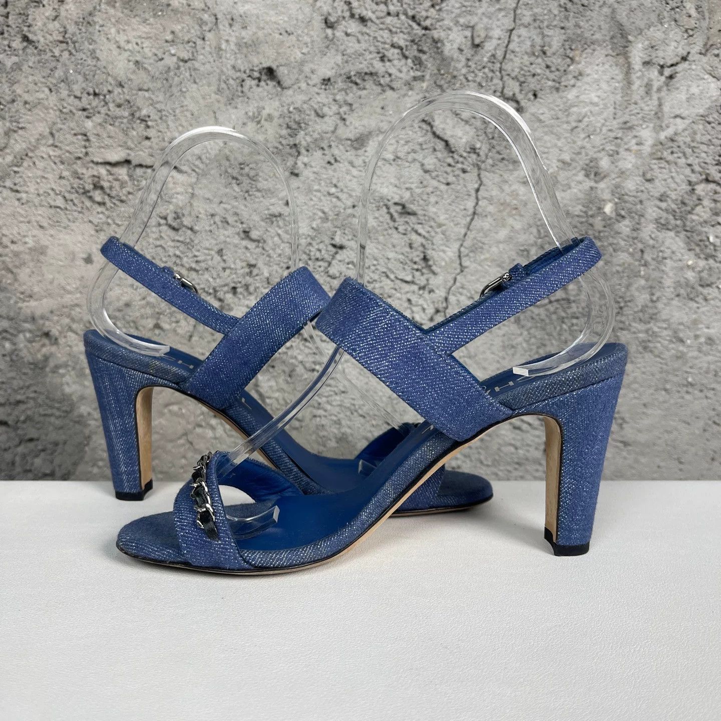Chanel Chanel Denim Chain Heeled Sandals Size 36C Size US 6 / IT 36 - 7 Thumbnail