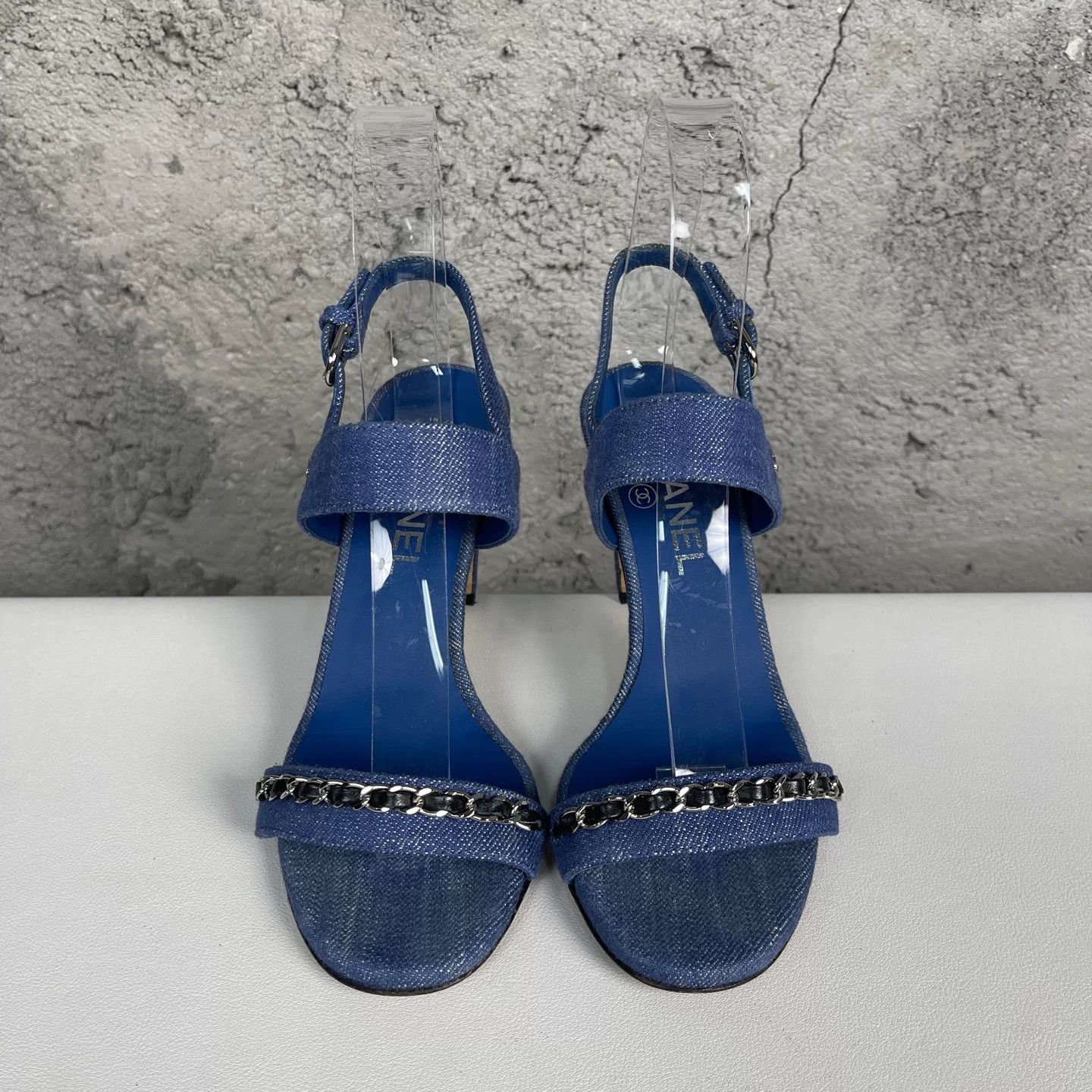 Chanel Chanel Denim Chain Heeled Sandals Size 36C Size US 6 / IT 36 - 8 Thumbnail