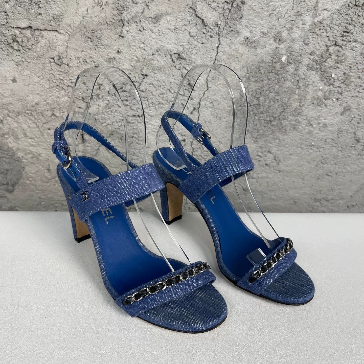 Chanel Chanel Denim Chain Heeled Sandals Size 36C Size US 6 / IT 36 - 2 Thumbnail